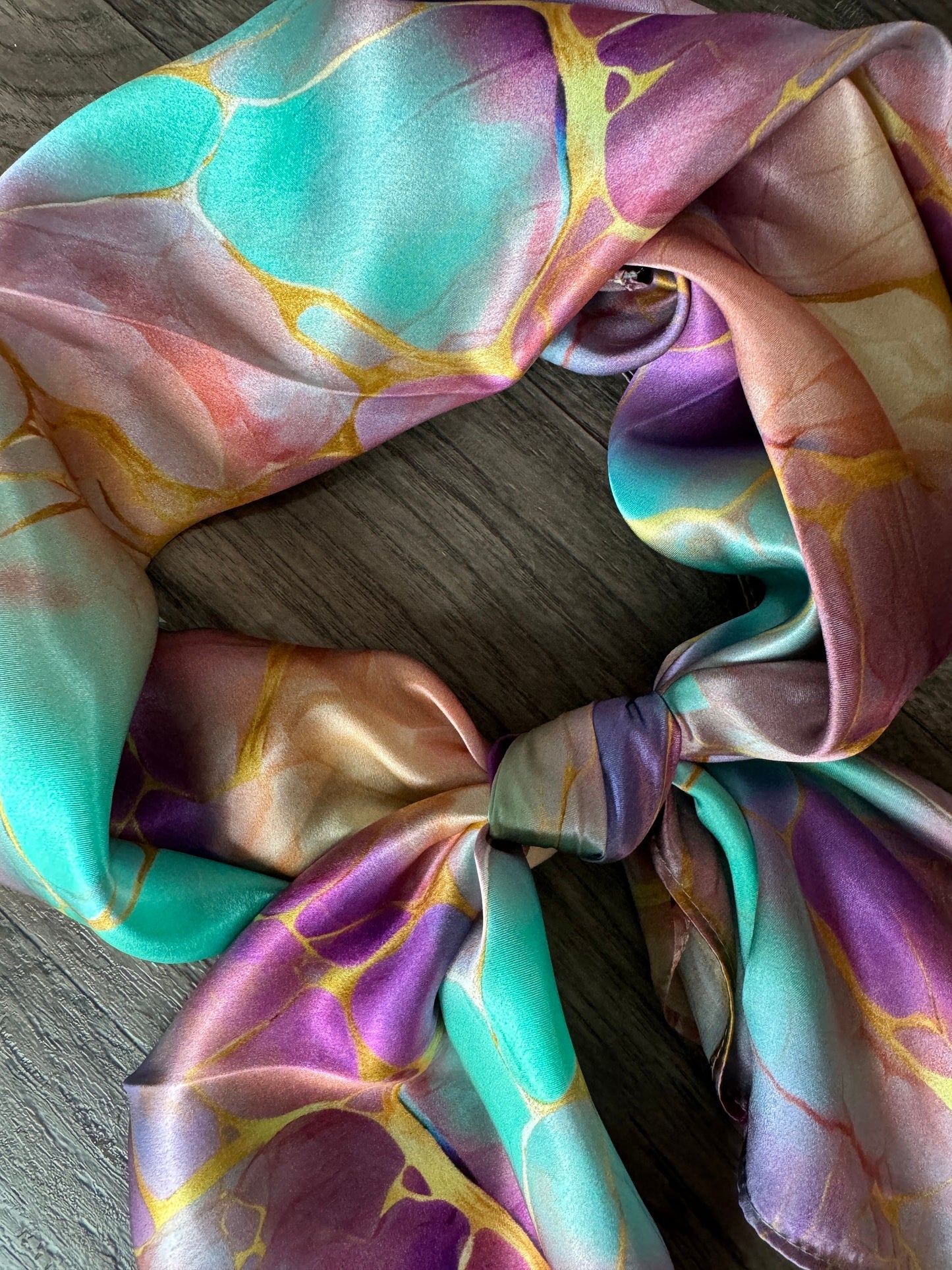 100% Silk Wild Rag Opal Gemstone and Gold by Double B Wild Rags