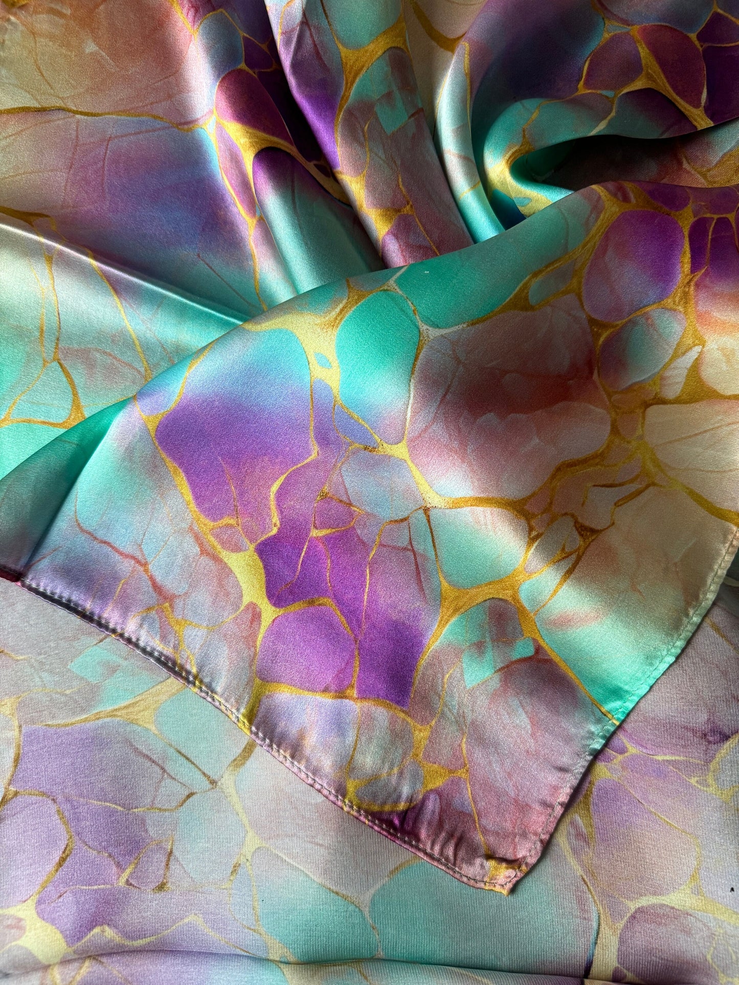 100% Silk Wild Rag Opal Gemstone and Gold by Double B Wild Rags