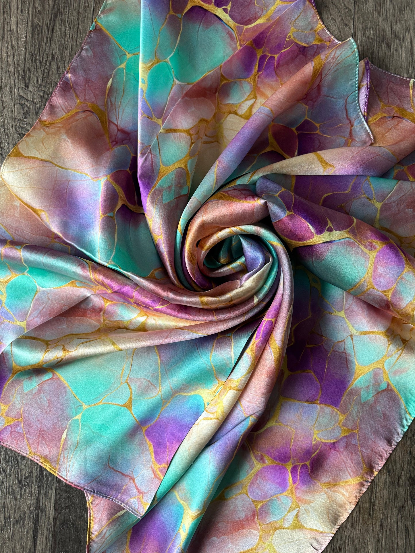 100% Silk Wild Rag Opal Gemstone and Gold by Double B Wild Rags