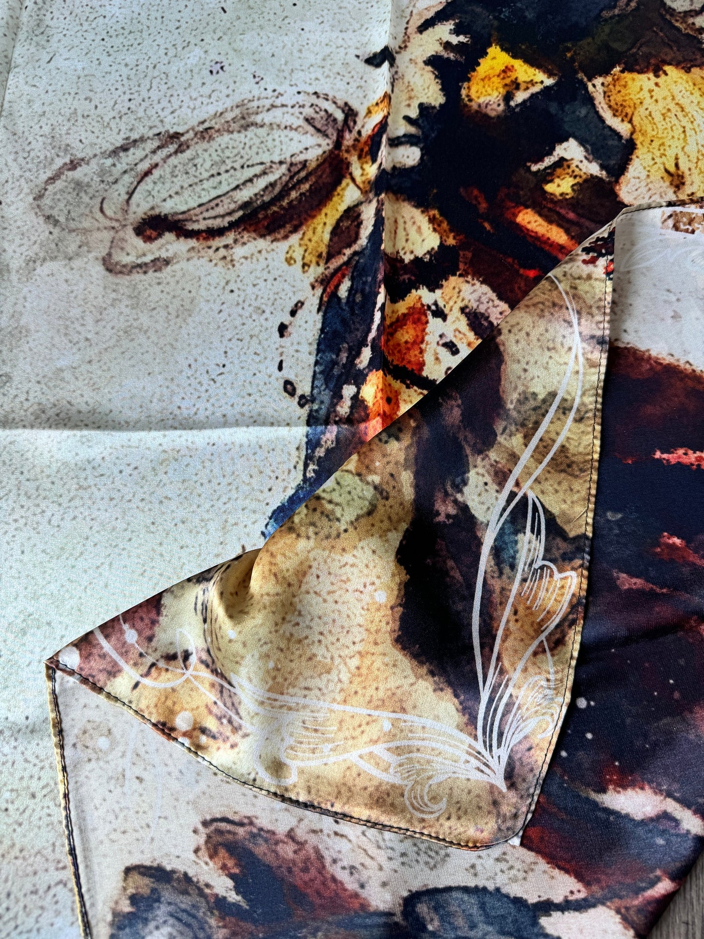 100% Silk Wild Rag Grunge Vintage Bronc Cowboy by Double B Wild Rags