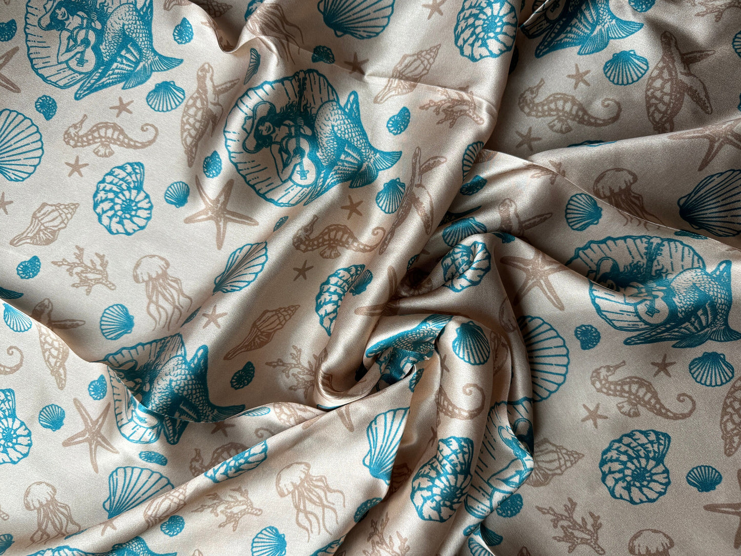 100% Silk Wild Rag Coastal Cowgirl Mermaid Siren Under the Sea print by Double B Wild Rags
