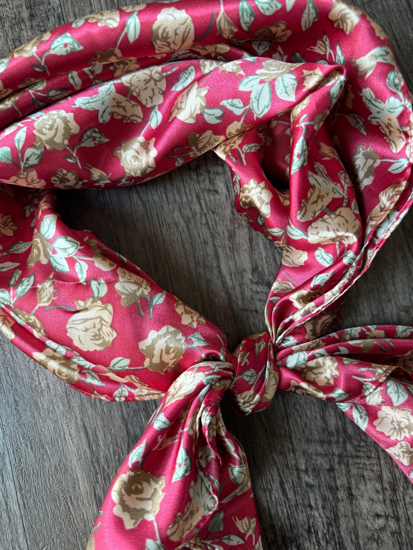 Wild Rag Cranberry Red and Beige Rose Cowboy Western Neck Scarf Bandanna by Double B Wild Rags