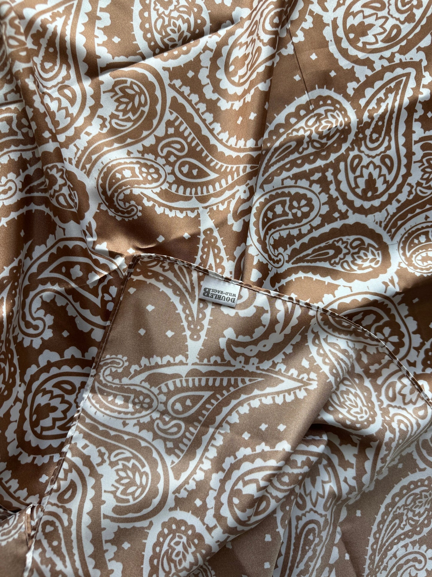 Wild Rag Taupe and Off White Paisley Cowboy Western Neck Scarf Bandanna by Double B Wild Rags
