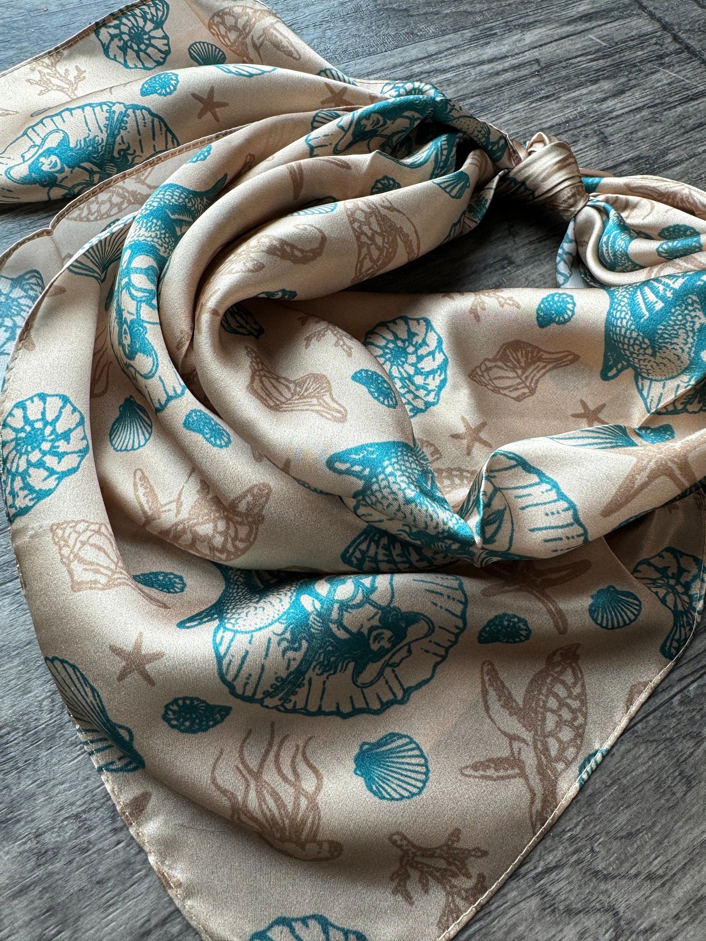 100% Silk Wild Rag Coastal Cowgirl Mermaid Siren Under the Sea print by Double B Wild Rags