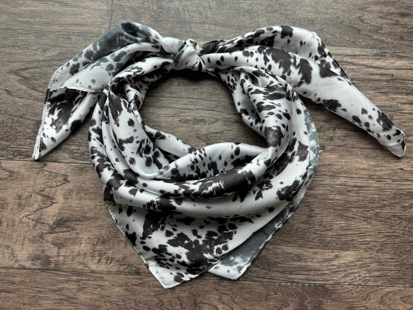 Wild Rag Spotted Cowhide Black and White Cowboy Western Neck Scarf Bandanna by Double B Wild Rags