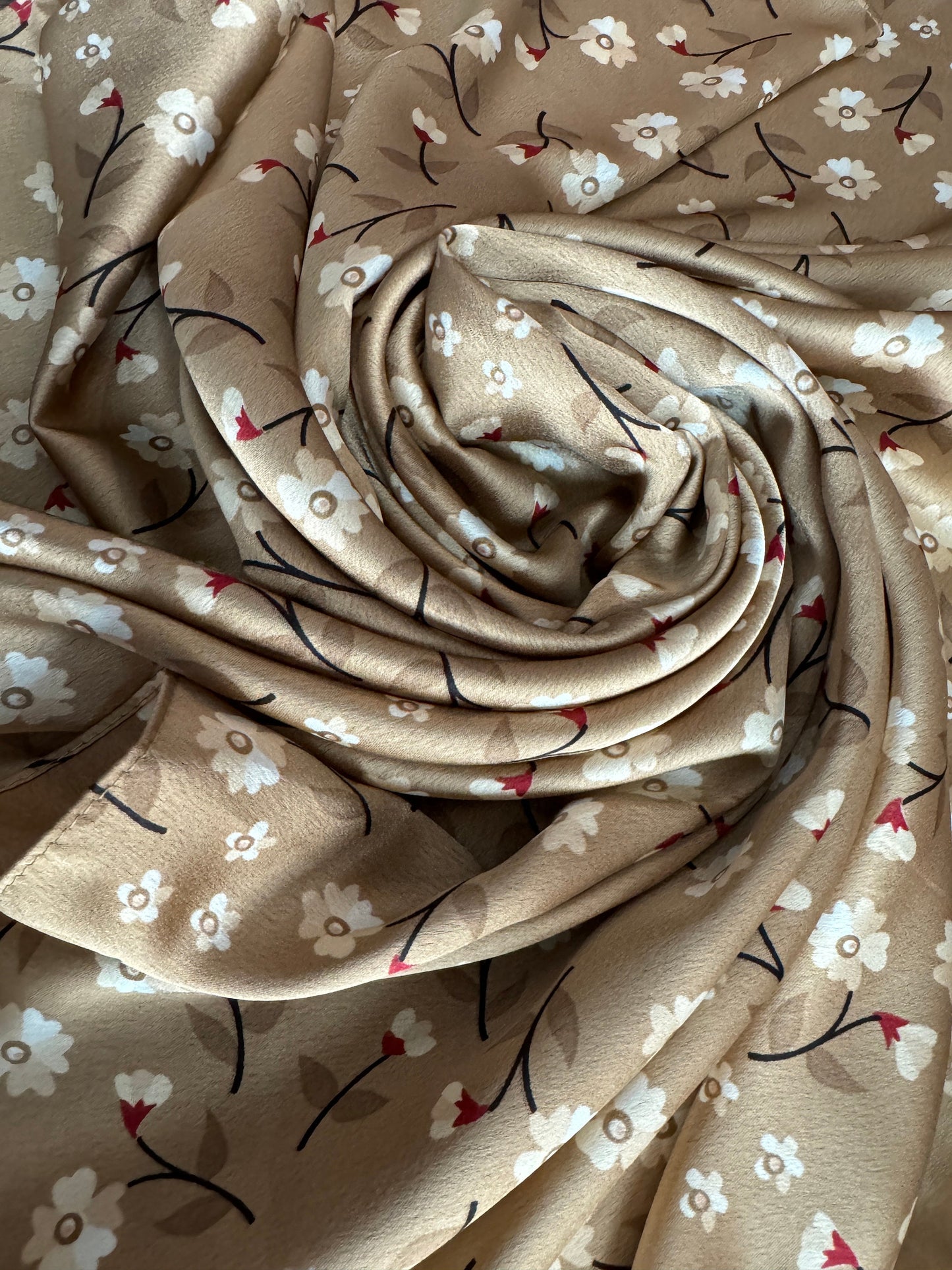Wild Rag Taupe with white and red flowers Cowboy Western Neck Scarf Bandanna by Double B Wild Rags