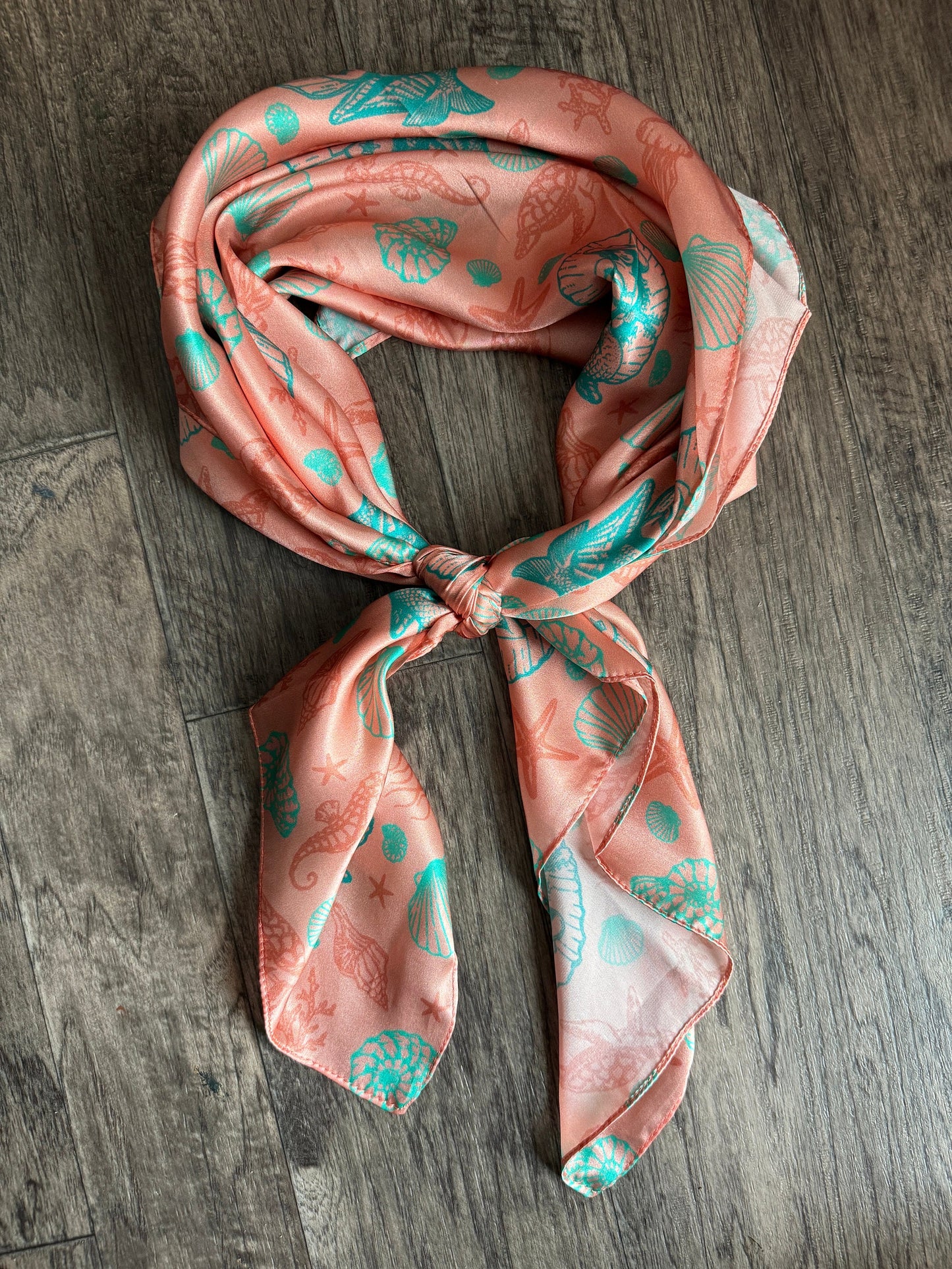 100% Silk Wild Rag Coral Pink Cowgirl Mermaid Coastal Cowgirl by Double B Wild Rags