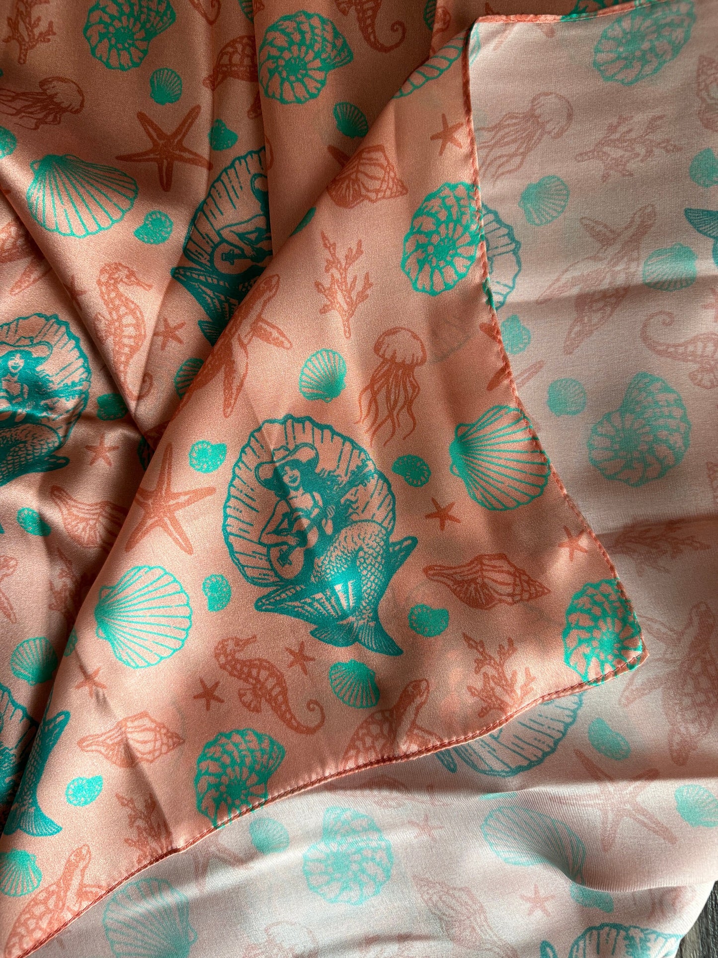 100% Silk Wild Rag Coral Pink Cowgirl Mermaid Coastal Cowgirl by Double B Wild Rags