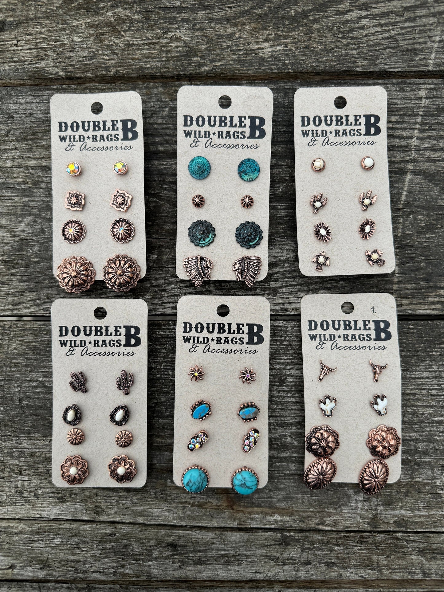western earring set of four pair of post style