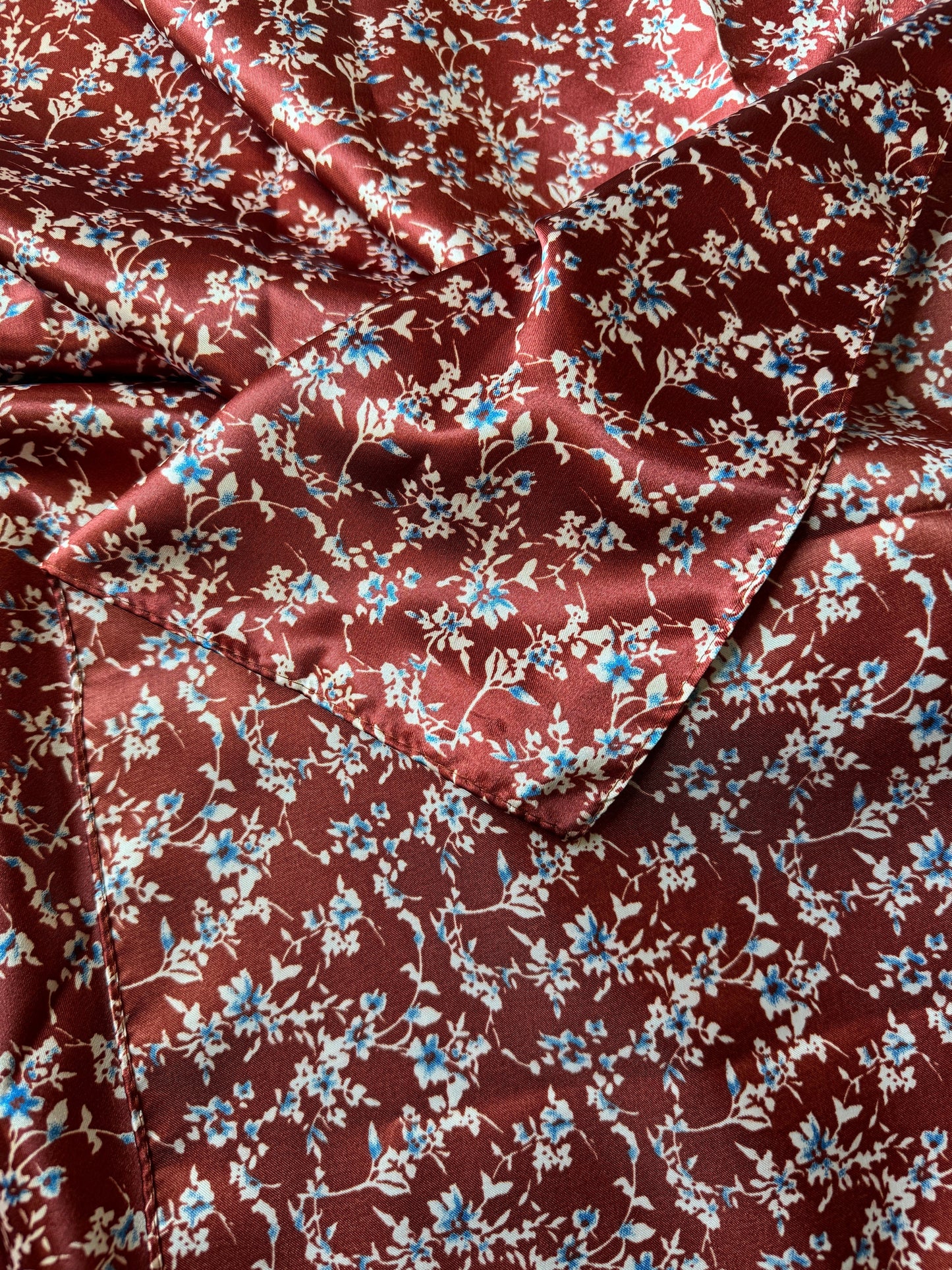 Wild Rag Maroon with blue and ivory Floral Cowboy Western Neck Scarf Bandanna by Double B Wild Rags