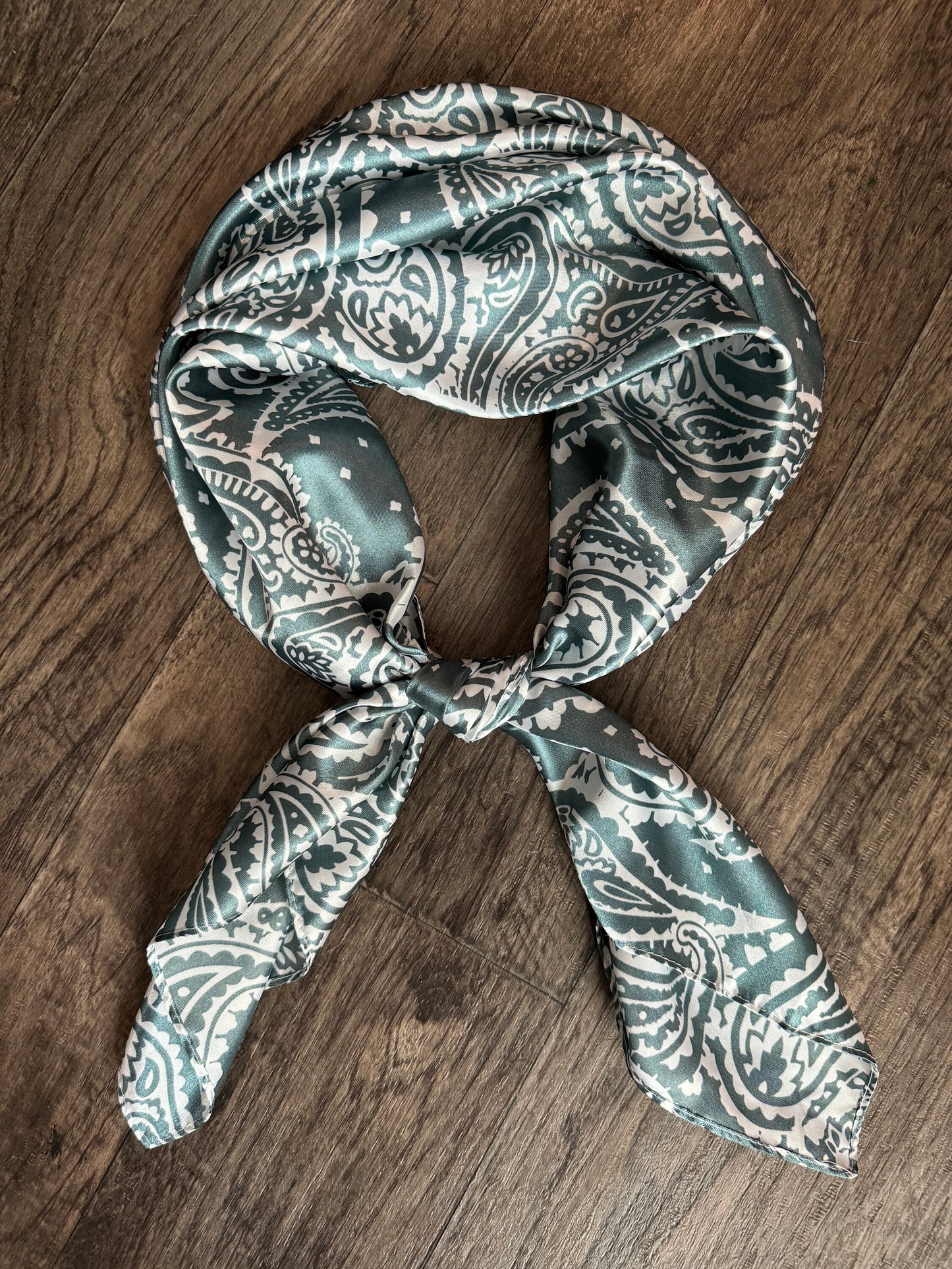 Wild Rag Slate Grey and White Paisley Cowboy Western Neck Scarf Bandanna by Double B Wild Rags