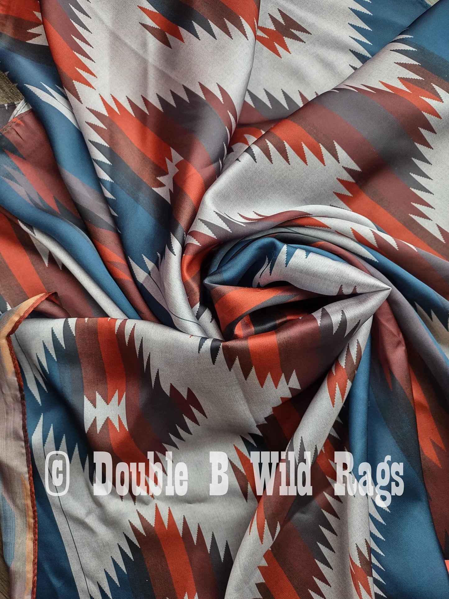 Wild Rag AZTEC 917 Burgundy, Navy, Grey southwest Cowboy Western Neck Scarf Bandanna by Double B Wild Rags