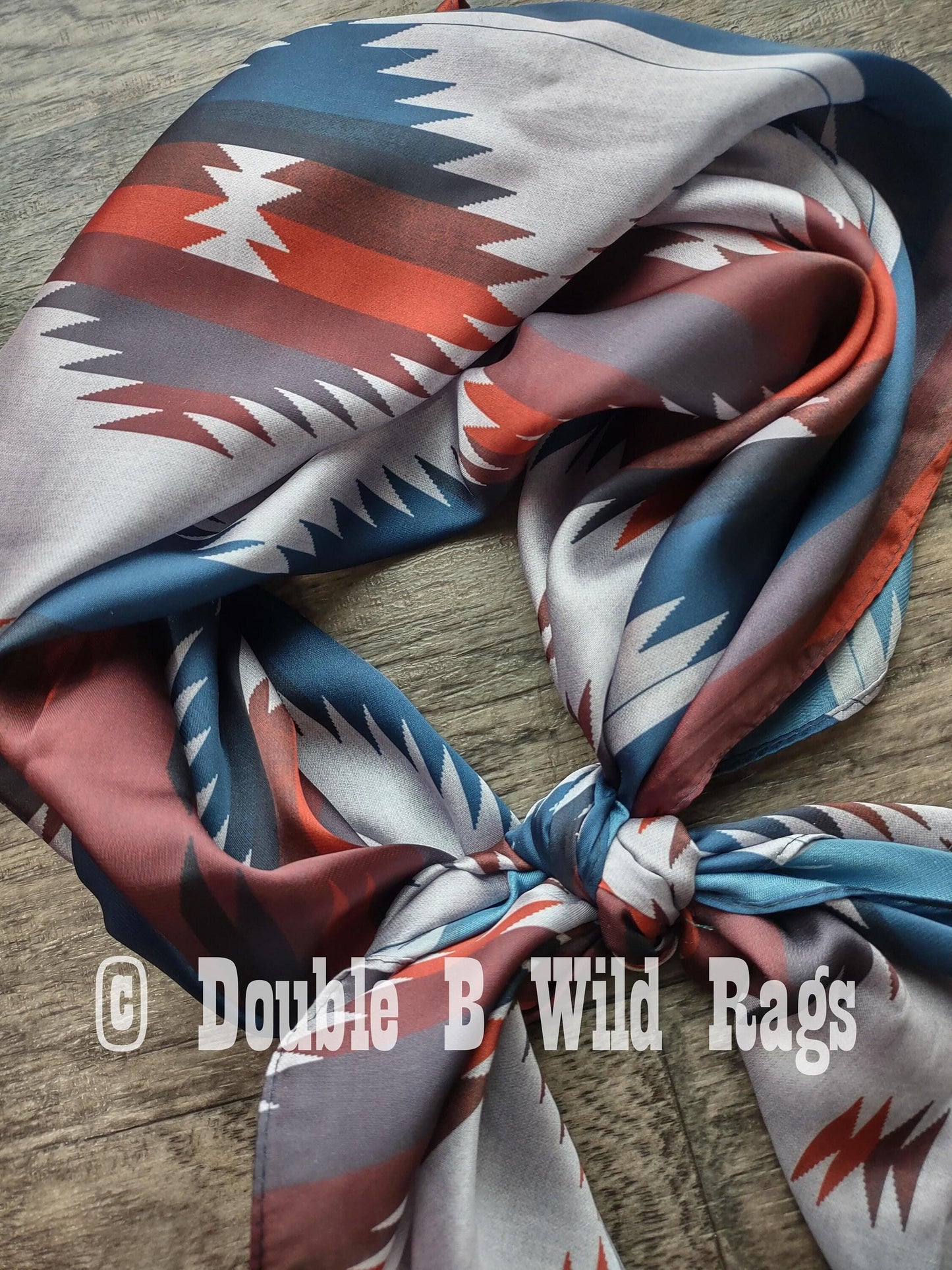 Wild Rag AZTEC 917 Burgundy, Navy, Grey southwest Cowboy Western Neck Scarf Bandanna by Double B Wild Rags