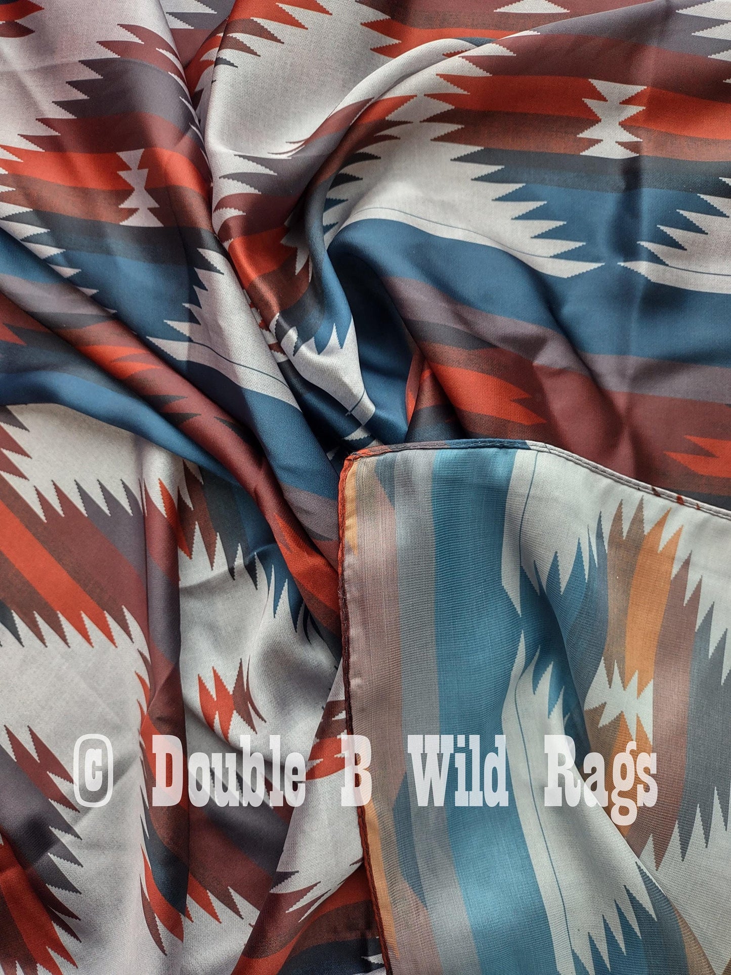 Wild Rag AZTEC 917 Burgundy, Navy, Grey southwest Cowboy Western Neck Scarf Bandanna by Double B Wild Rags