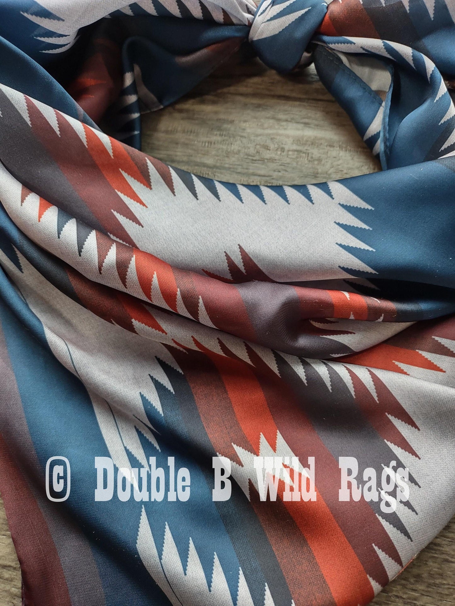 Wild Rag AZTEC 917 Burgundy, Navy, Grey southwest Cowboy Western Neck Scarf Bandanna by Double B Wild Rags
