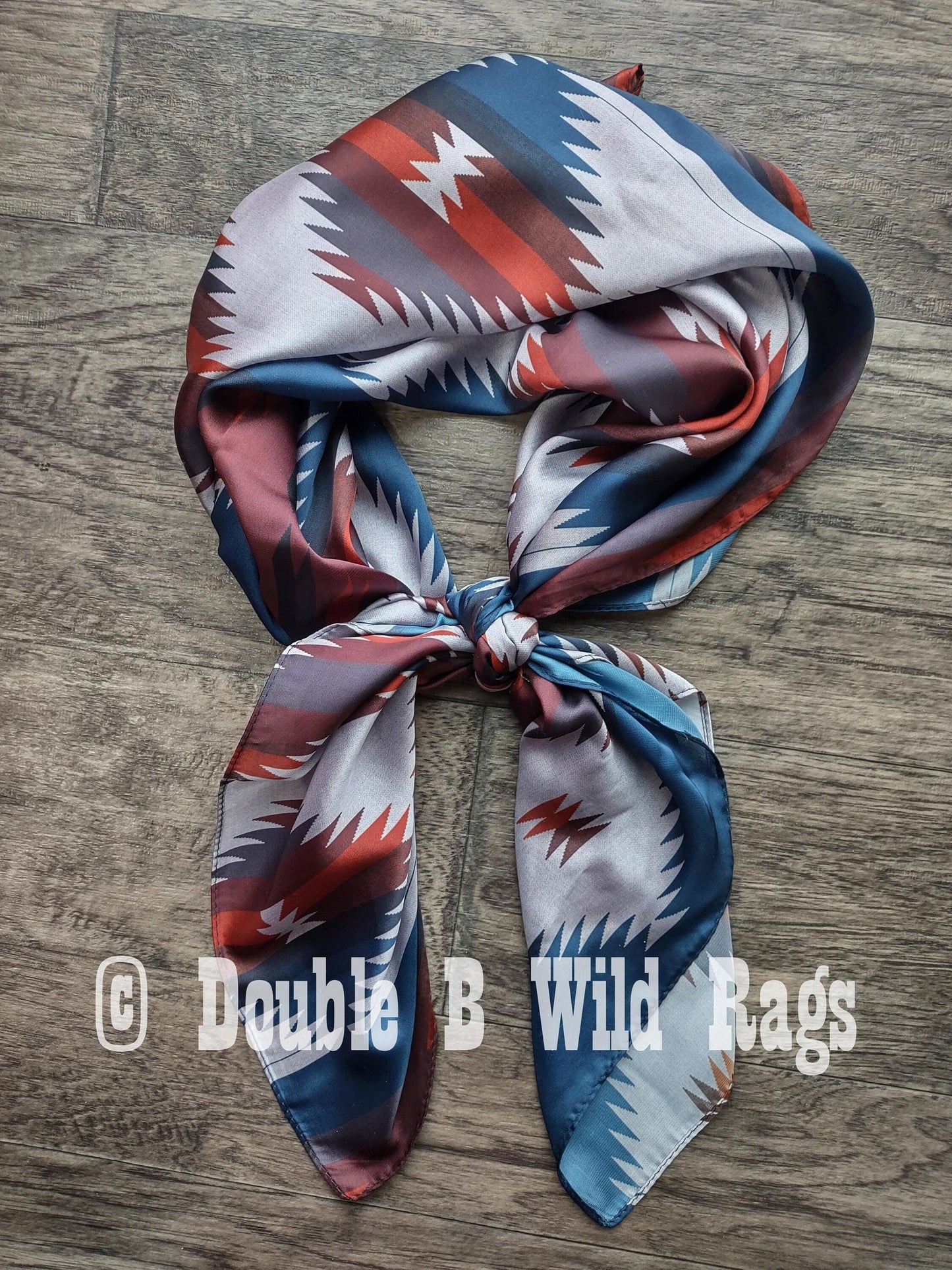 Wild Rag AZTEC 917 Burgundy, Navy, Grey southwest Cowboy Western Neck Scarf Bandanna by Double B Wild Rags