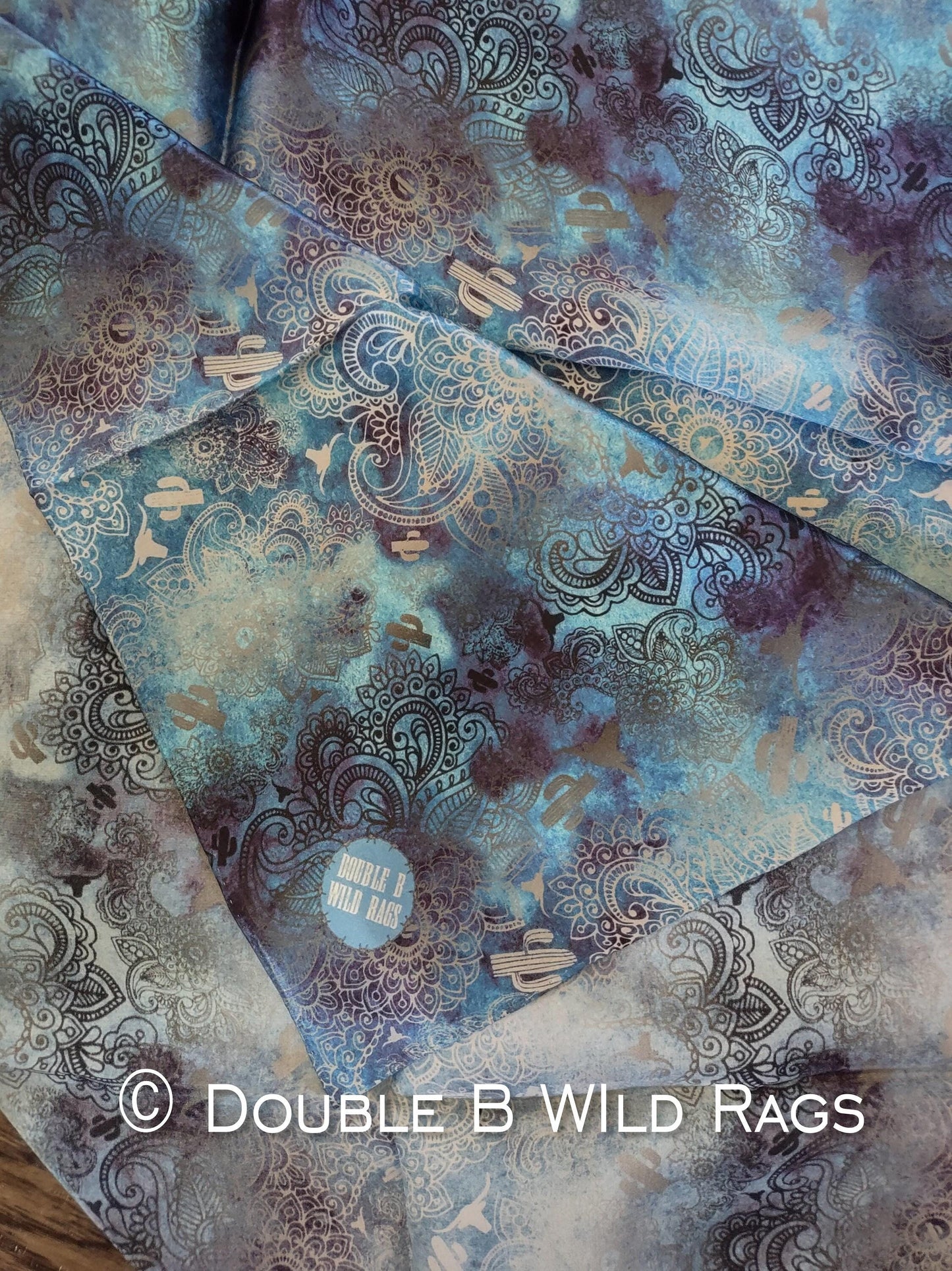Wild Rag 100% SILK 819 Western Paisley Sky Cowboy Western Neck Scarf Bandanna by Double B Wild Rags