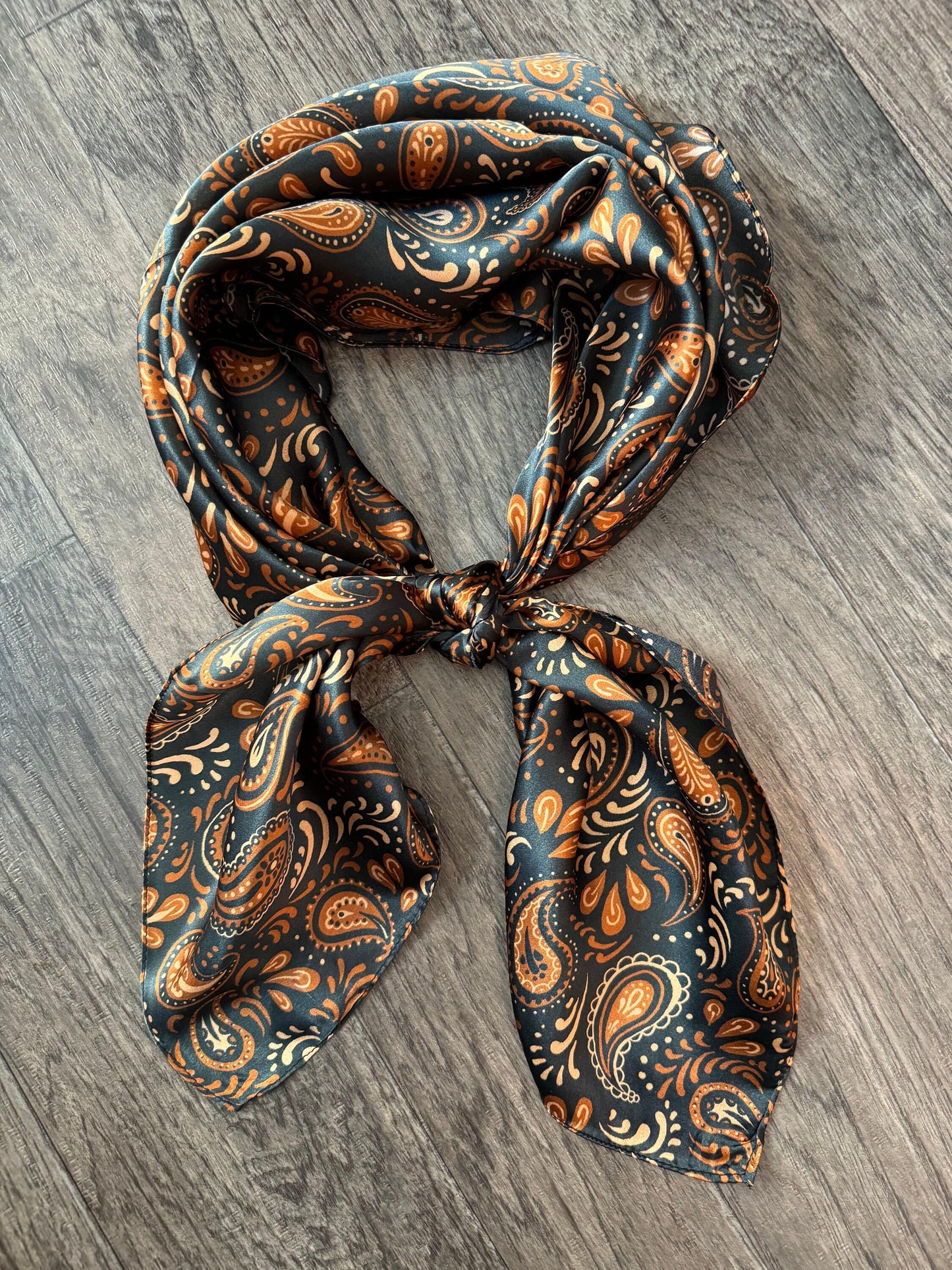 100% Silk Wild Rag Copper and Black Paisley by Double B Wild Rags