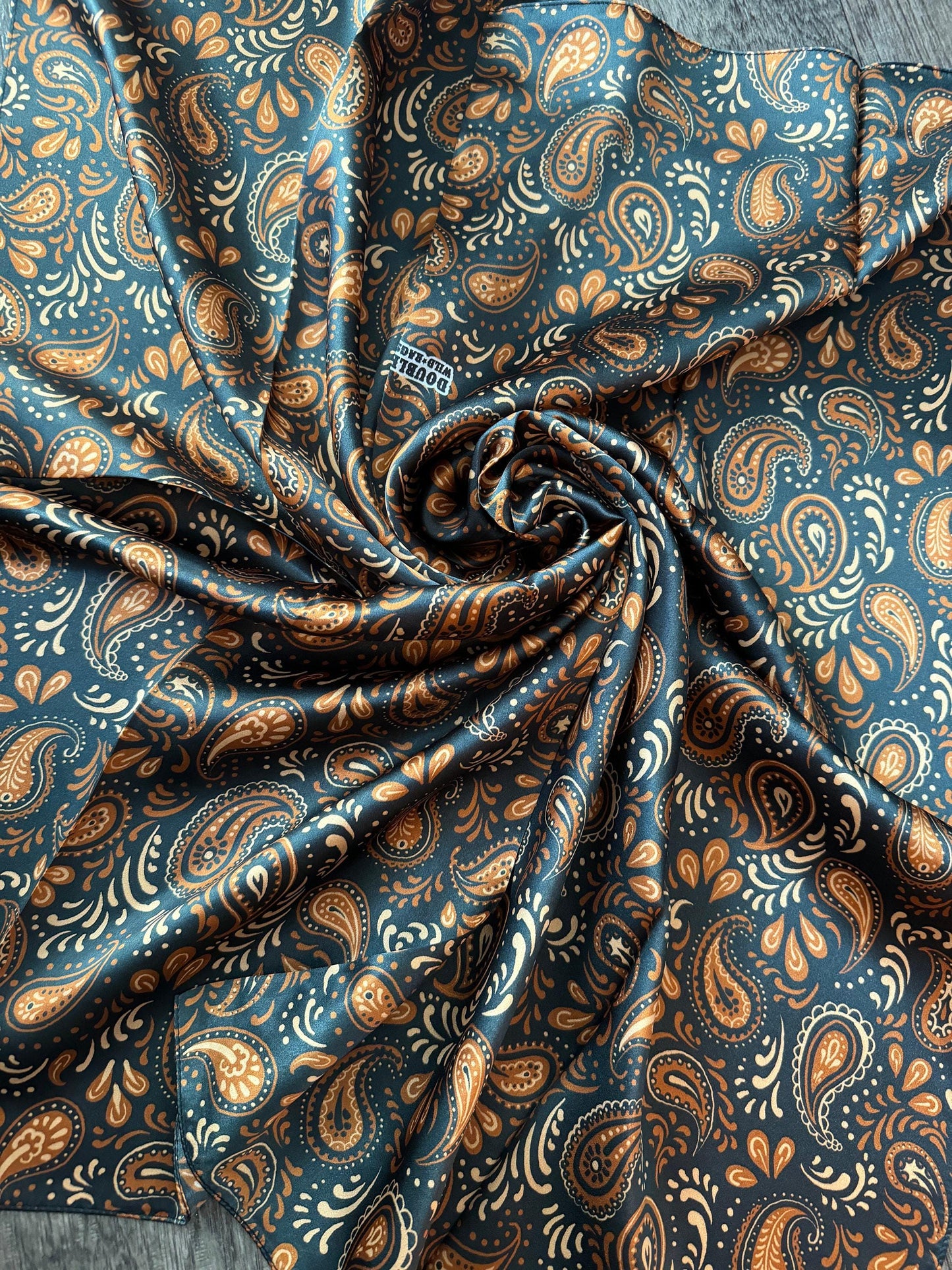 100% Silk Wild Rag Copper and Black Paisley by Double B Wild Rags