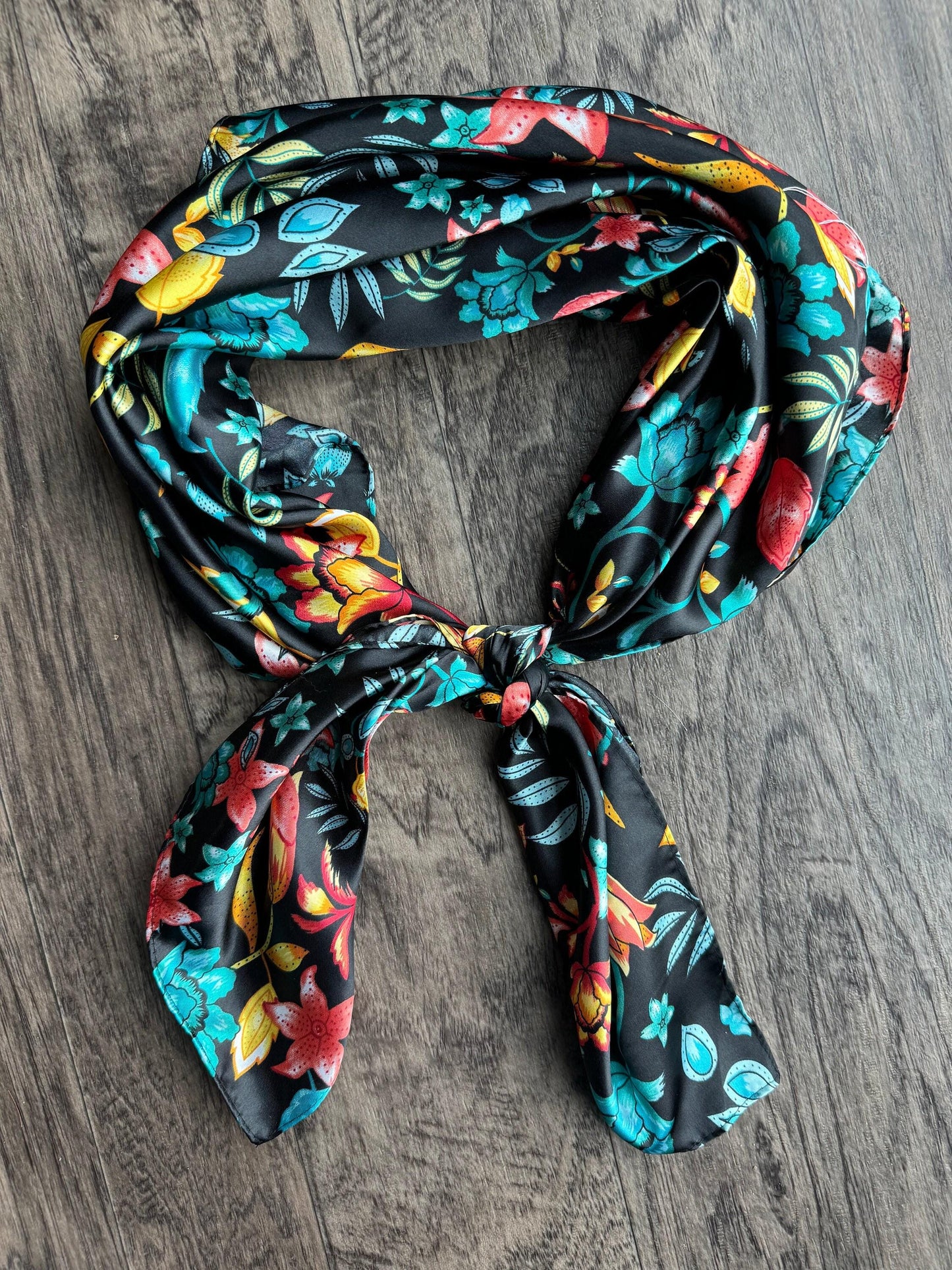 Wild Rag Black tropical floral Cowboy Western Neck Scarf Bandanna by Double B Wild Rags