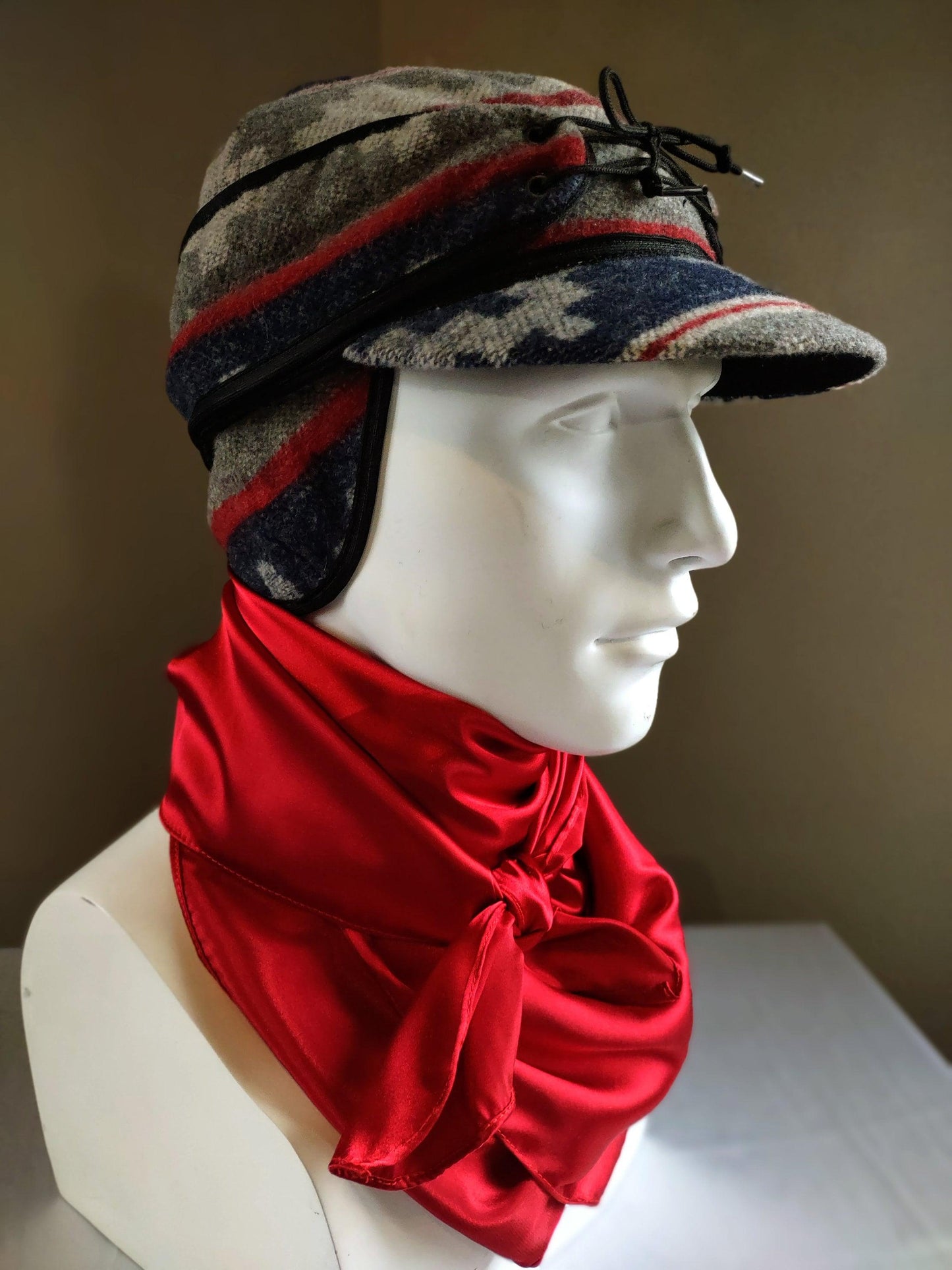 Stockman's Wool Hat RED and BLUE Navajo Pattern Railroad cattleman's Cowboy winter hat Men's Women's