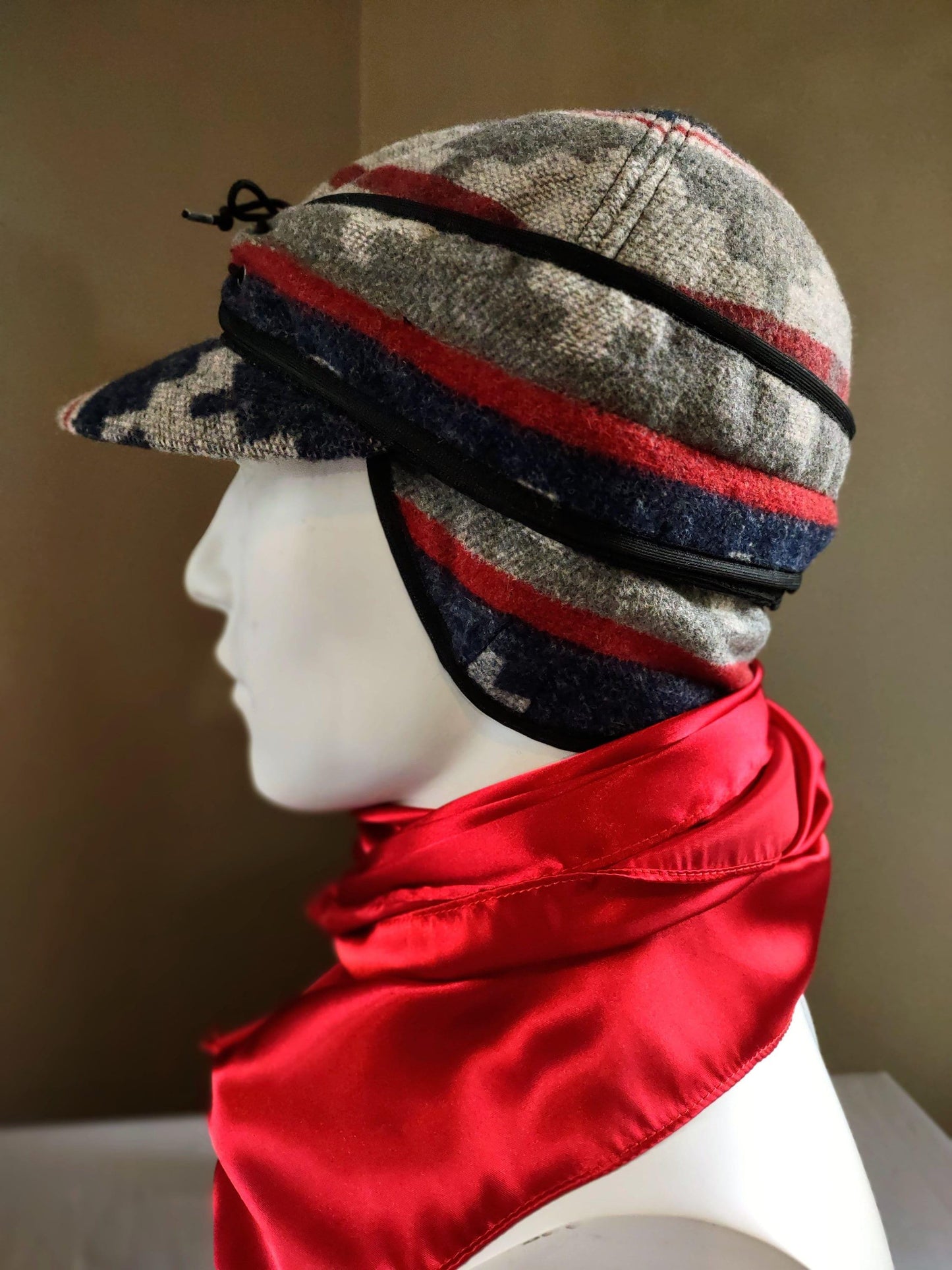 Stockman's Wool Hat RED and BLUE Navajo Pattern Railroad cattleman's Cowboy winter hat Men's Women's