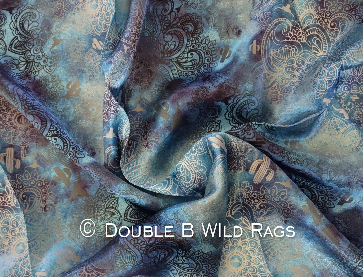 Wild Rag 100% SILK 819 Western Paisley Sky Cowboy Western Neck Scarf Bandanna by Double B Wild Rags