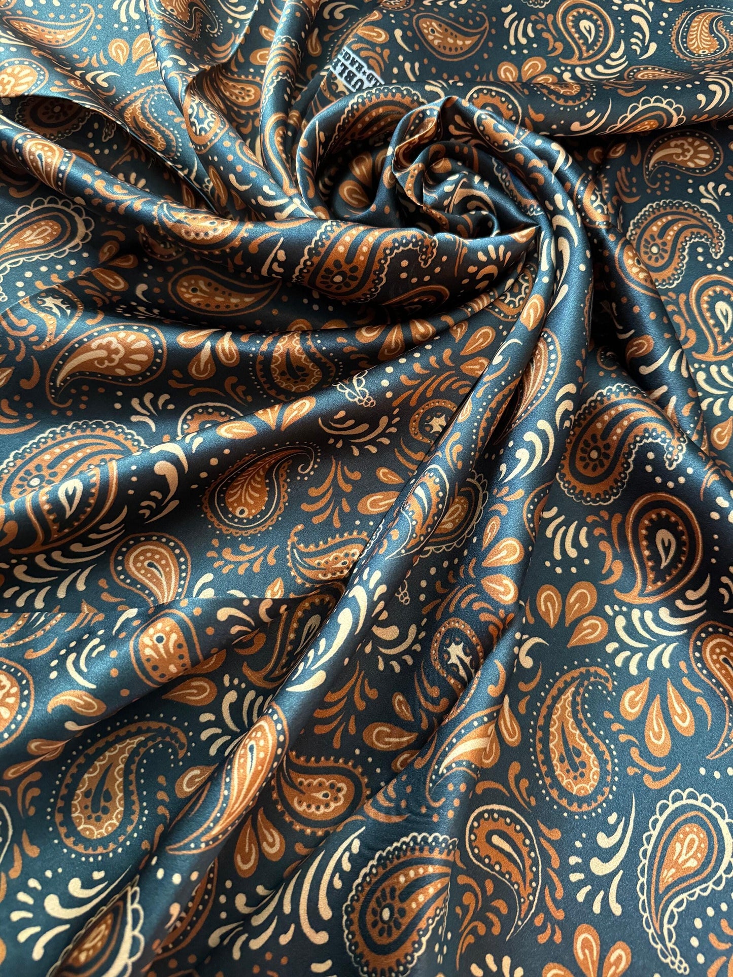 100% Silk Wild Rag Copper and Black Paisley by Double B Wild Rags
