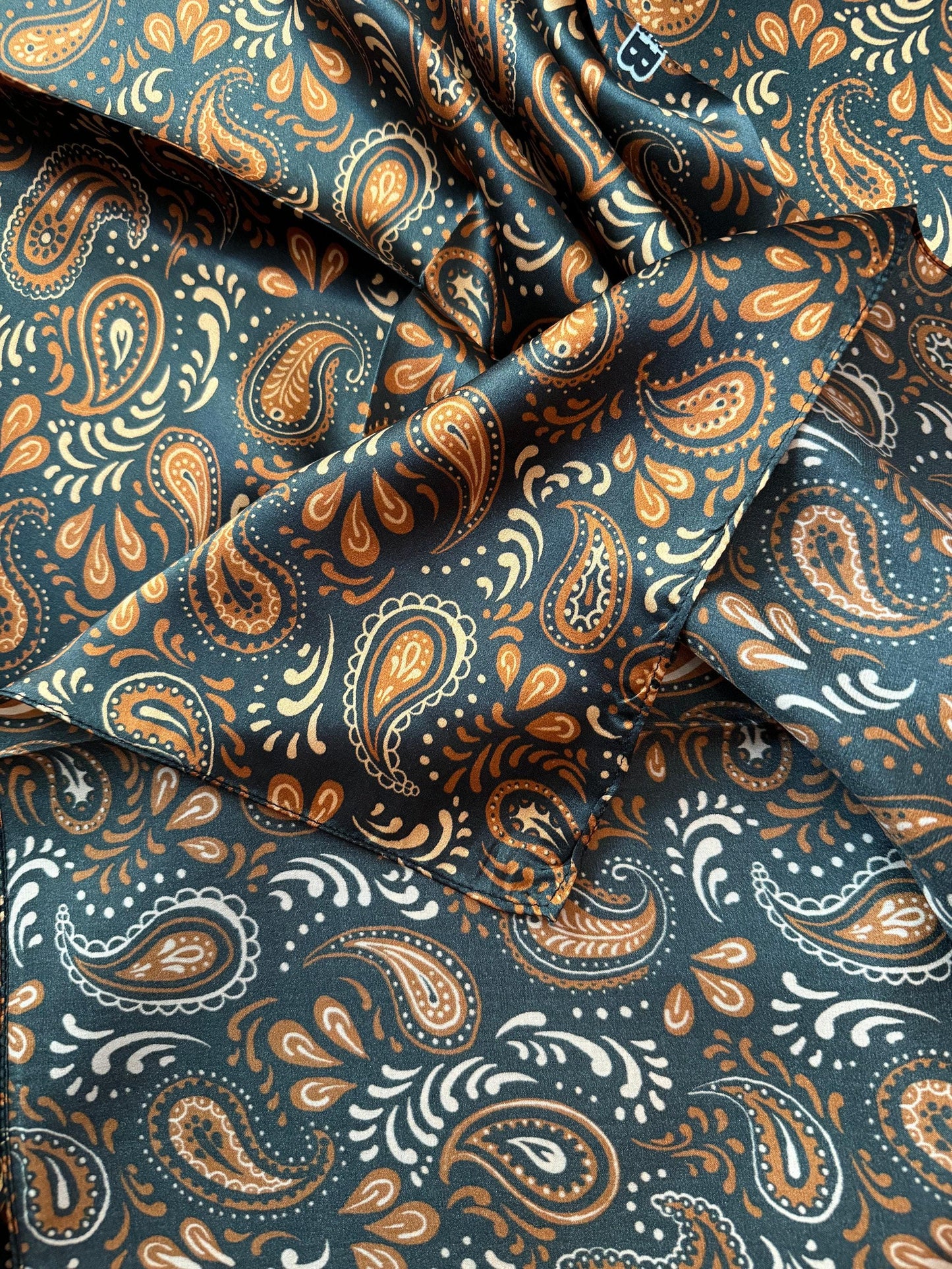 100% Silk Wild Rag Copper and Black Paisley by Double B Wild Rags