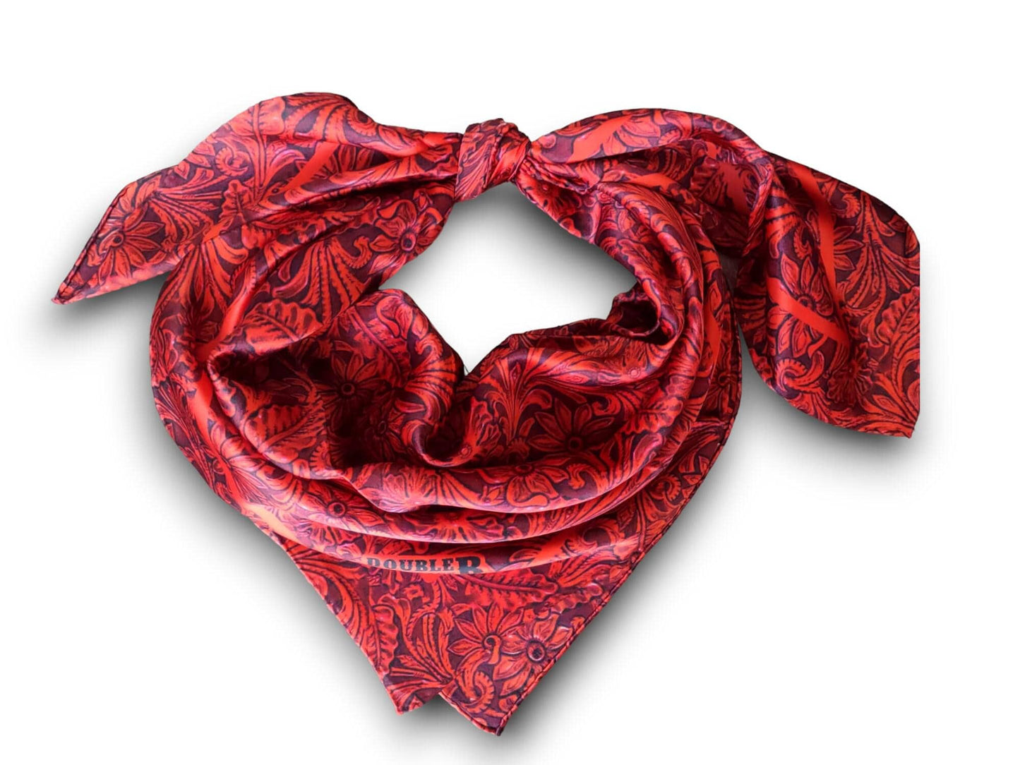 Wild Rag 100% SILK 816 Red Tooled Leather Cowboy Western Neck Scarf Bandanna by Double B Wild Rags