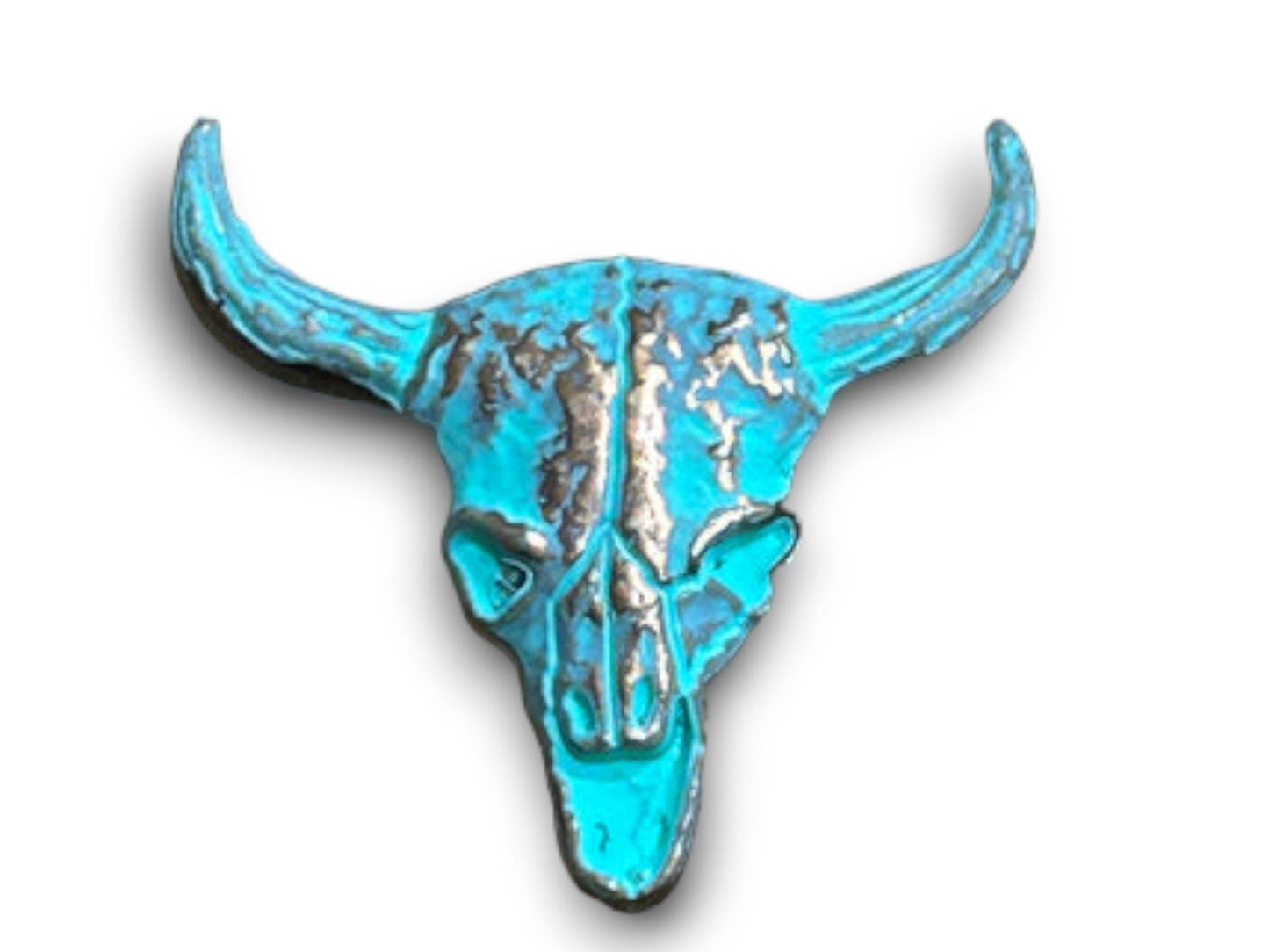Wild Rag Slide 1" Turquoise Patina Cow Skull