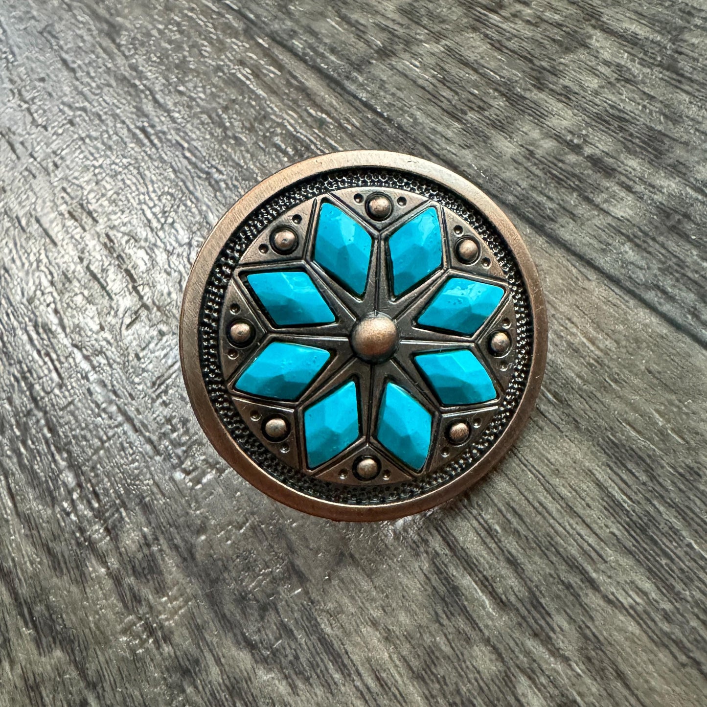 Wild Rag Slide Round Faux Turquoise Stone flower Concho western jewelry