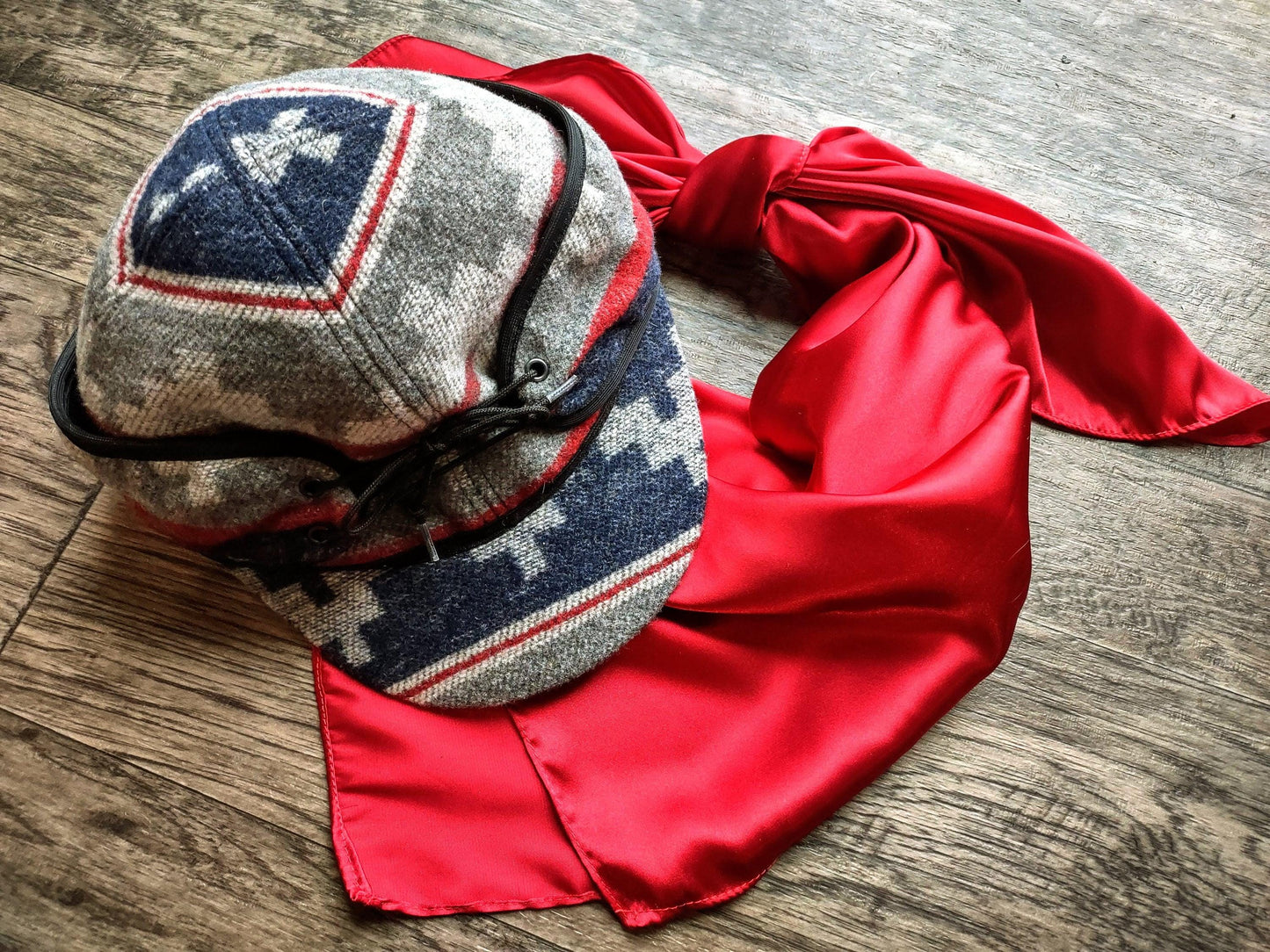 Stockman's Wool Hat RED and BLUE Navajo Pattern Railroad cattleman's Cowboy winter hat Men's Women's