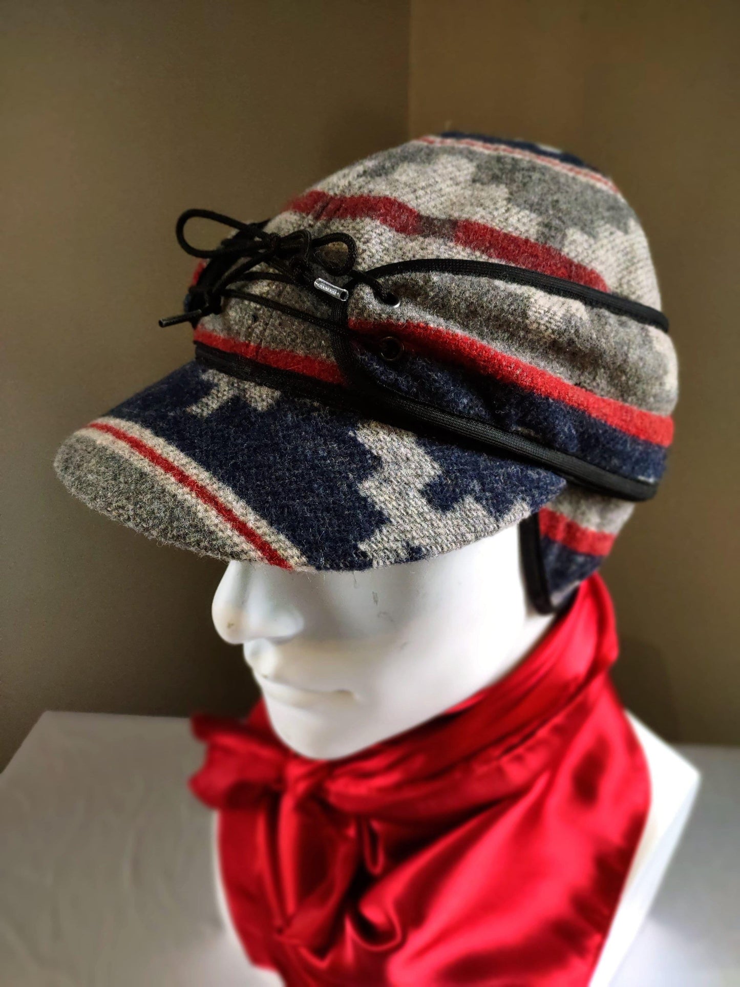 Stockman's Wool Hat RED and BLUE Navajo Pattern Railroad cattleman's Cowboy winter hat Men's Women's