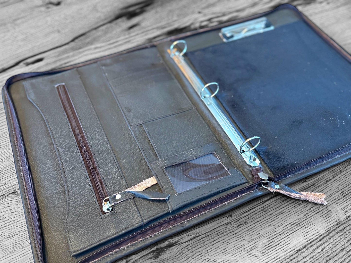 Business Autograph Headshot Folder Western Cowhide tooled leather by Double B Wild Rags