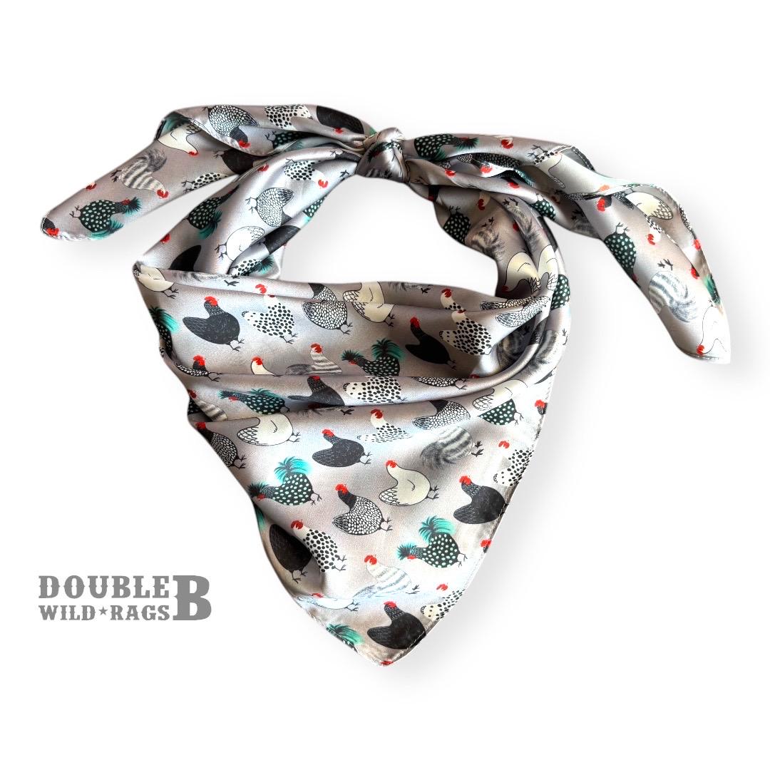 Wild Rag Grey Bold Chickens Western Cowboy Neck Scarf Bandana by Double B Wild Rags