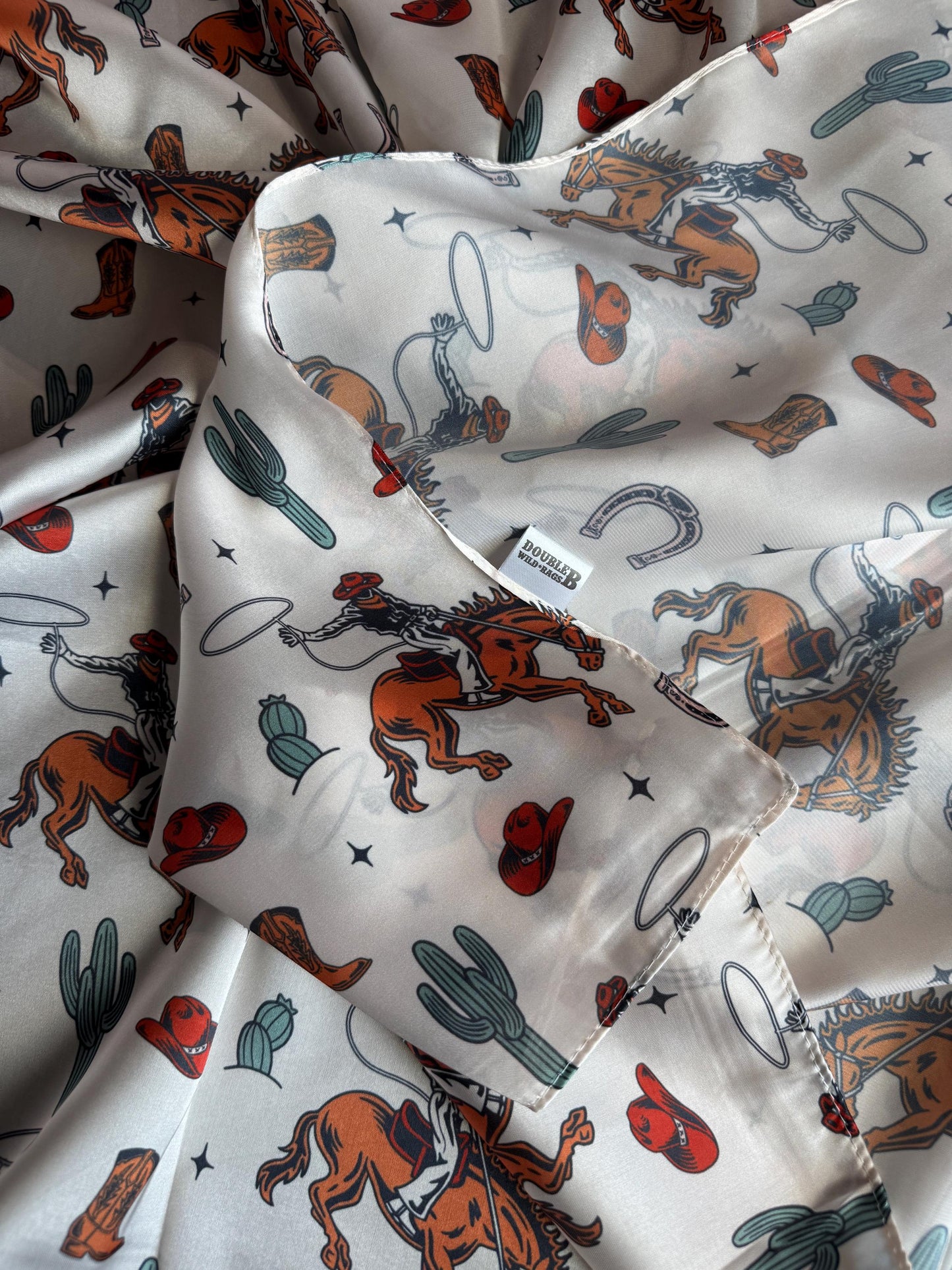 Wild Rag Wild West Bronc and Cactus Western Cowboy Neck Scarf Bandana by Double B Wild Rags