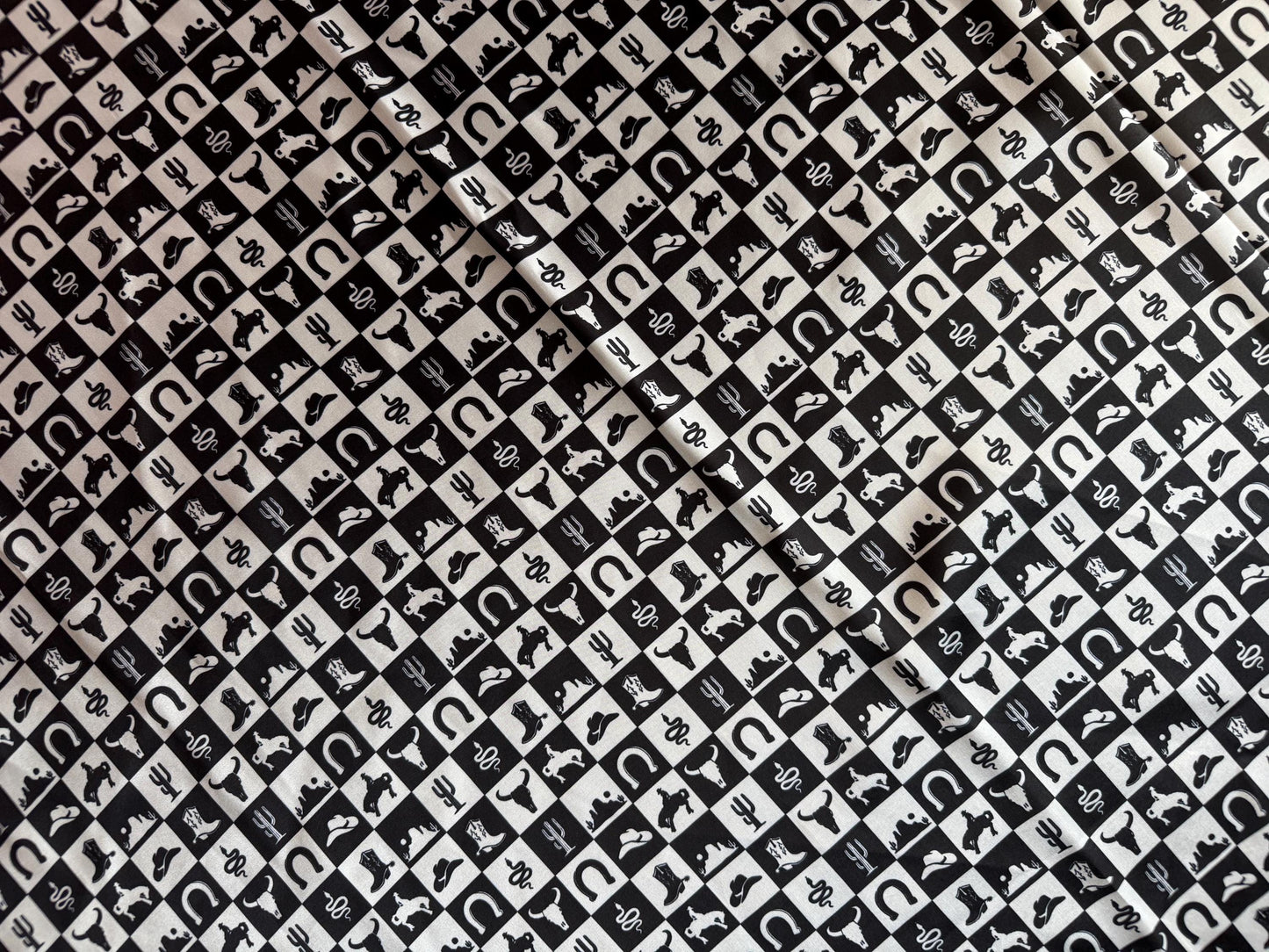 Wild Rag Wild West Black and White Check Western Cowboy Neck Scarf Bandana by Double B Wild Rags