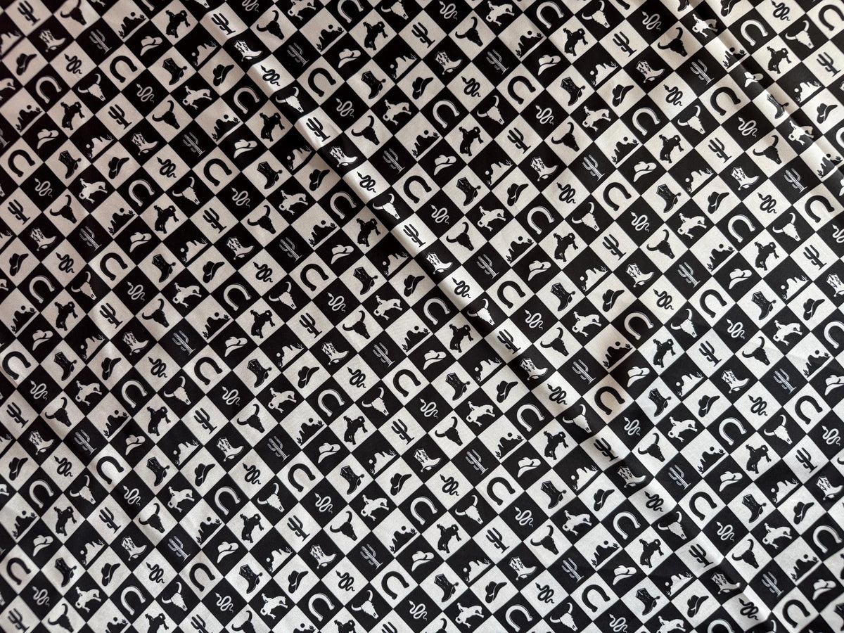 Wild Rag Wild West Black and White Check Western Cowboy Neck Scarf Bandana by Double B Wild Rags
