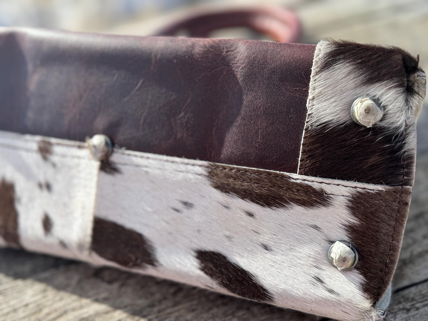 Genuine Western Cowhide Leather Purse Personal Item carry-on