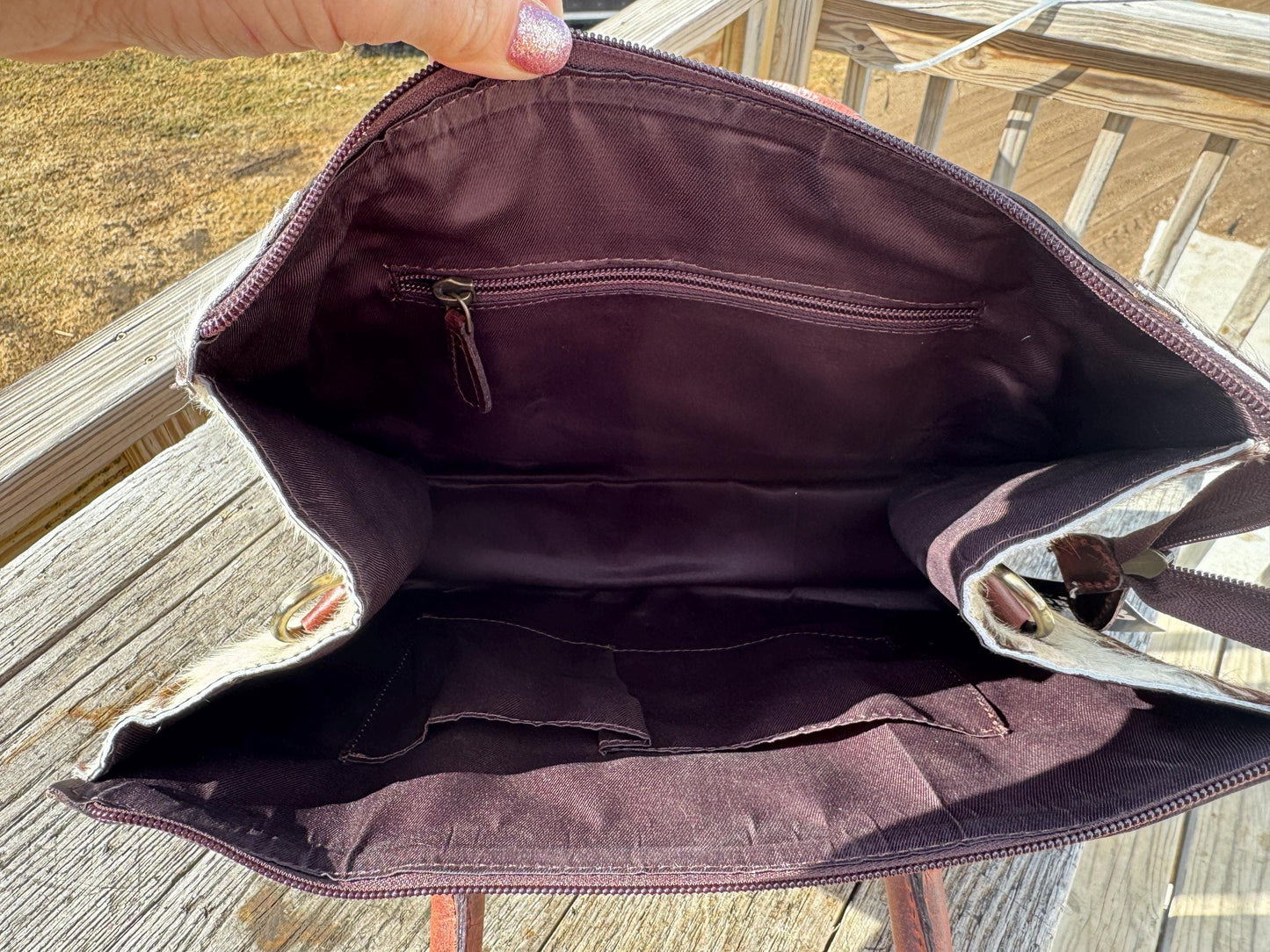 Genuine Western Cowhide Leather Purse Personal Item carry-on