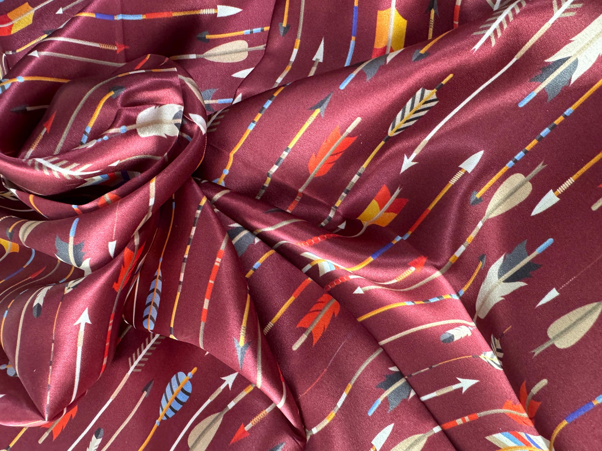 100% Silk Wild Rag Maroon Arrows by Double B Wild Rags