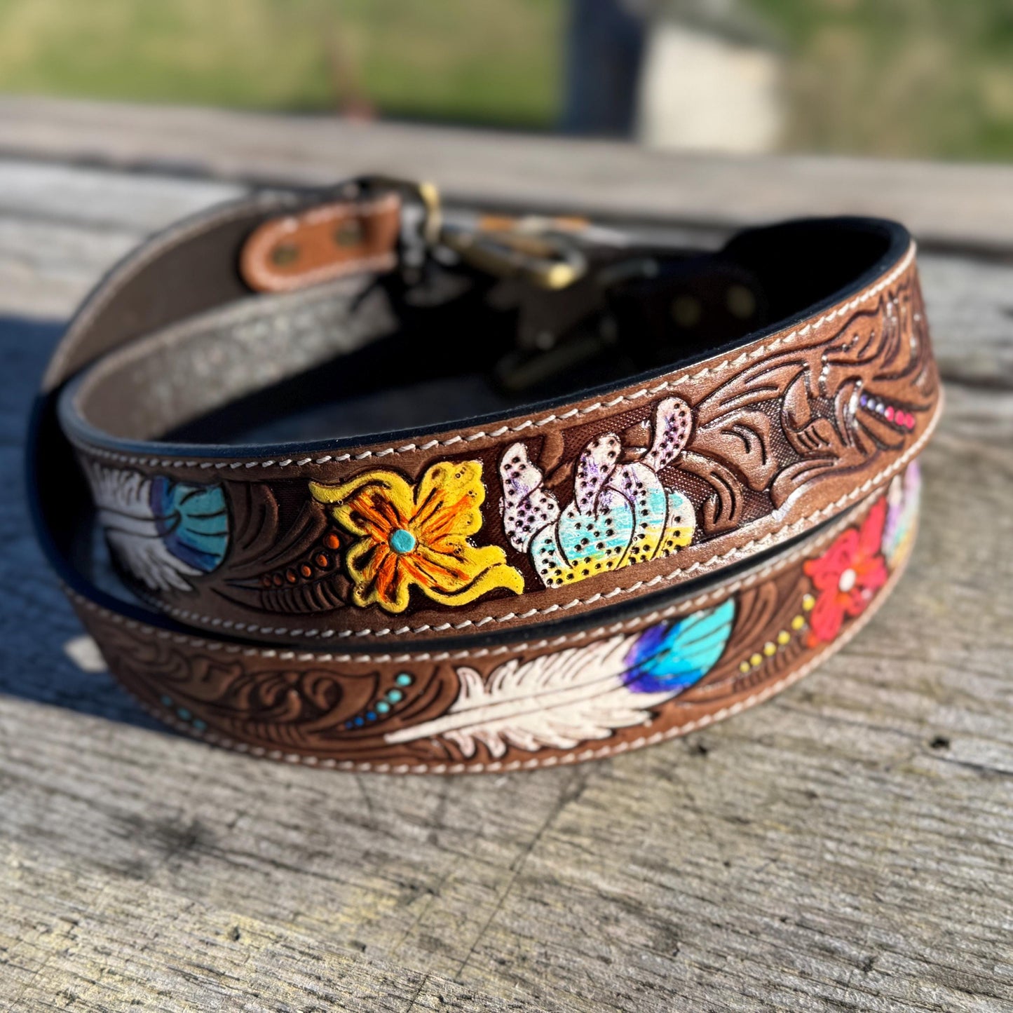 Western purse shoulder strap Cowhide tooled leather by Double B Wild Rags