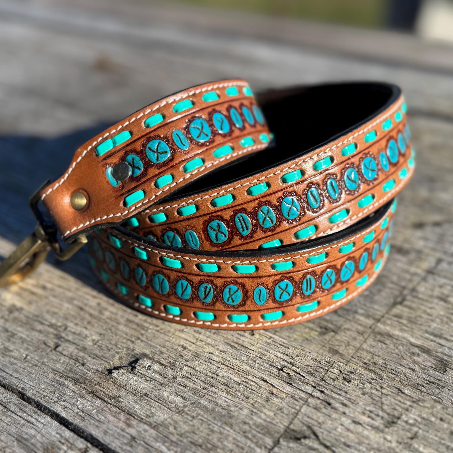 Western purse shoulder strap Cowhide tooled leather by Double B Wild Rags