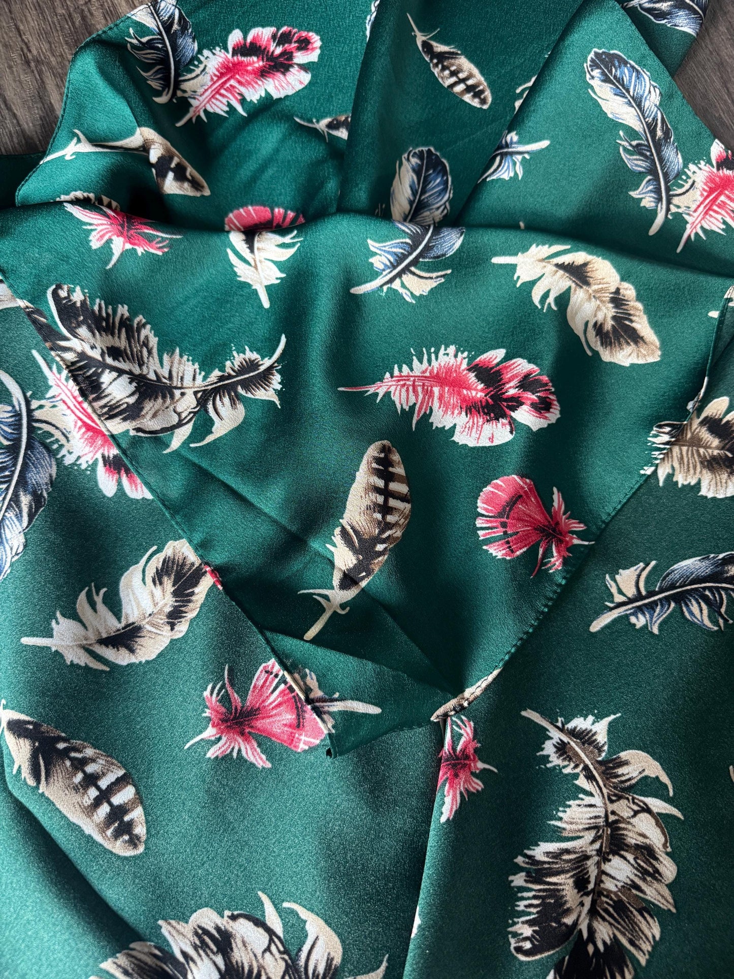 Wild Rag Green and Red Multi Feather Print Western Cowboy Neck Scarf Bandana by Double B Wild Rags