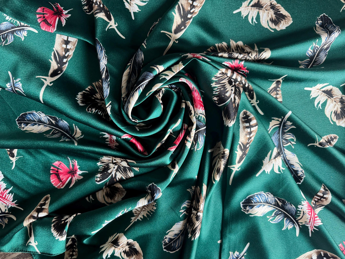 Wild Rag Green and Red Multi Feather Print Western Cowboy Neck Scarf Bandana by Double B Wild Rags