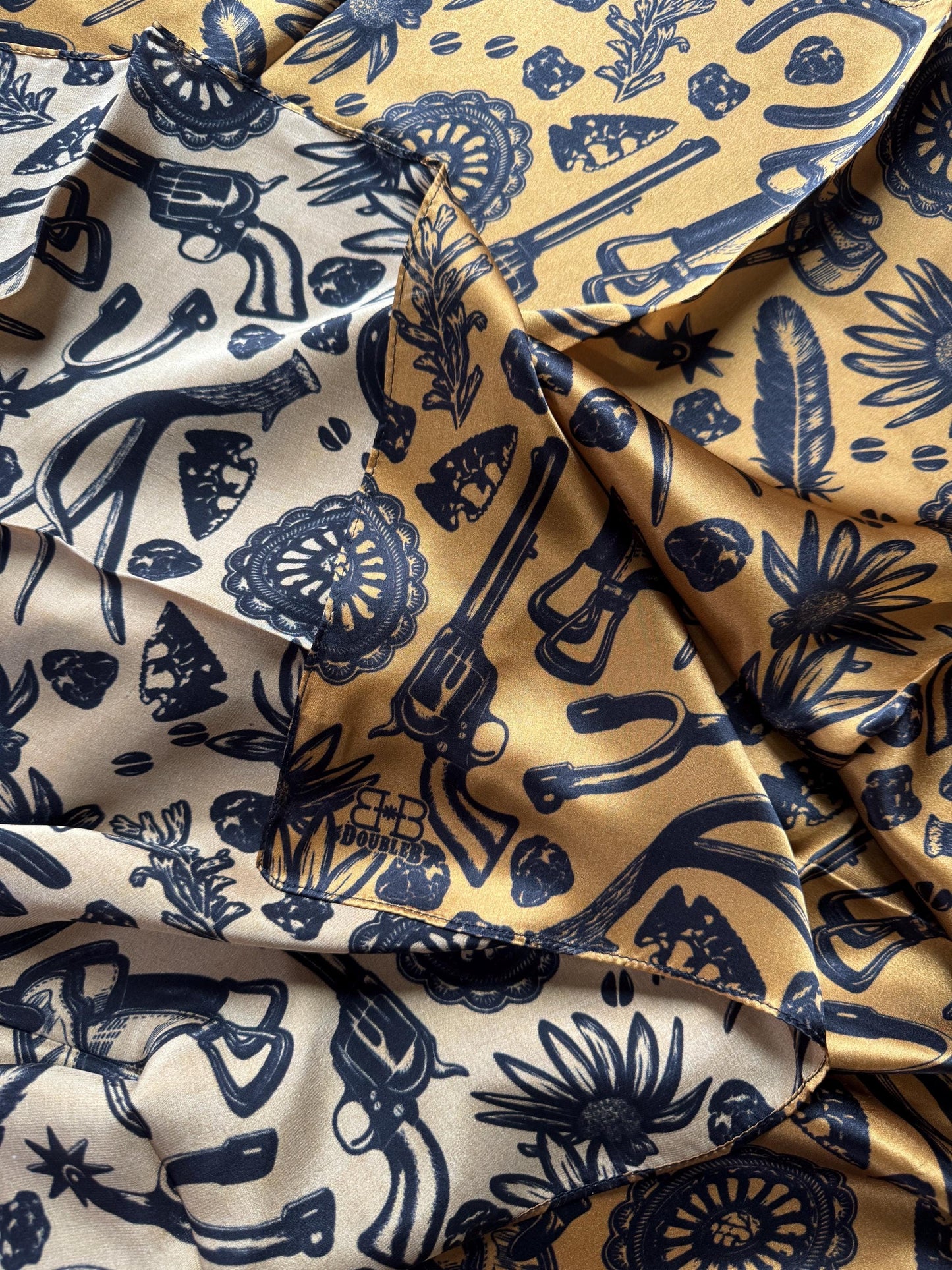 100% Silk Wild Rag Golden High Country Cowboy Essentials by Double B Wild Rags