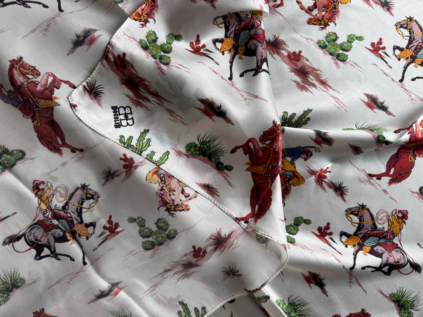 100% Silk Wild Rag Retro Cowboys in Desert by Double B Wild Rags