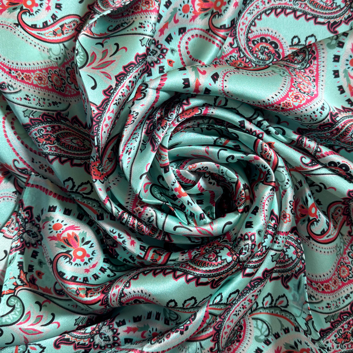 100% Silk Wild Rag Classic Paisley in Turquoise by Double B Wild Rags