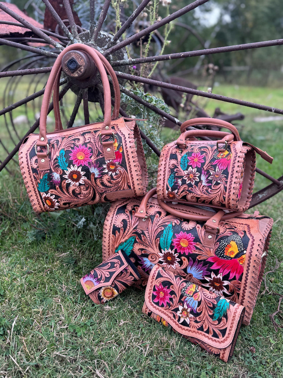 Wildflower Revival Western Speedy Leather Purse with optional wallet